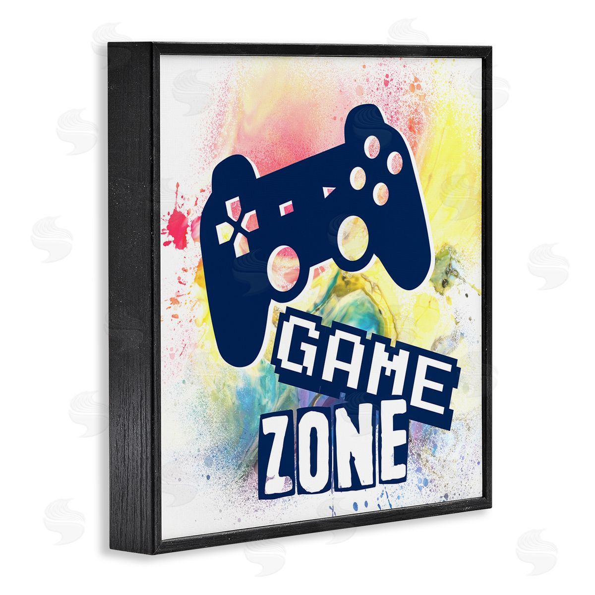 Game Zone on Modern Splatter Black Frame Print Wall Art, Home Decor by Marcus Prime