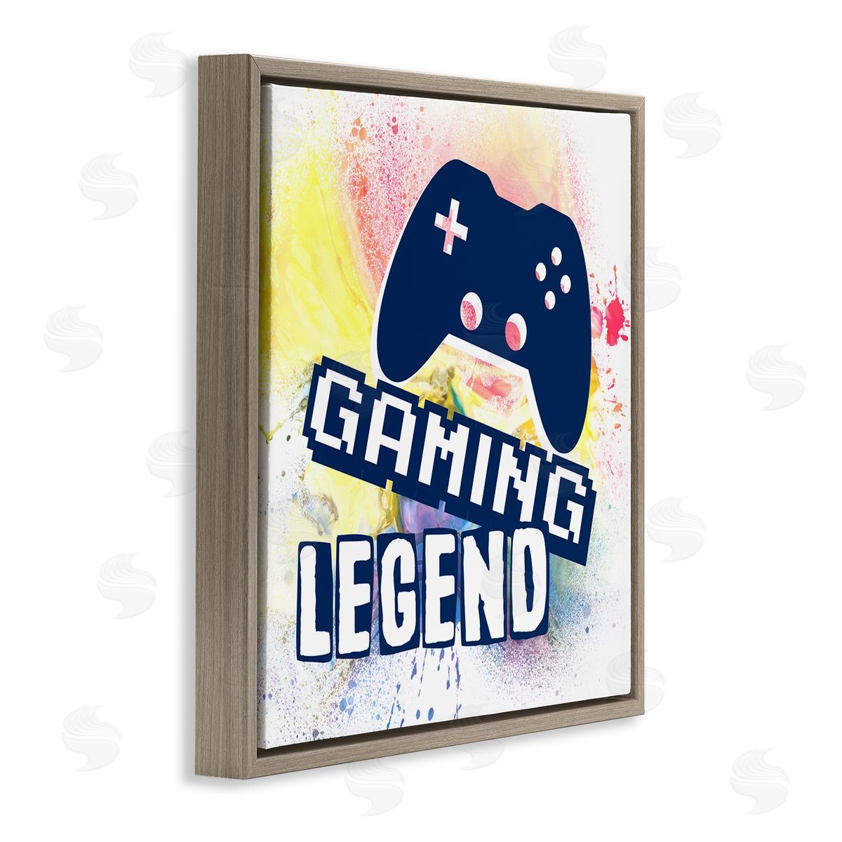 Gaming Legend Modern Splatter Brown Floating Frame Canvas Wall Art, Home Decor by Marcus Prime