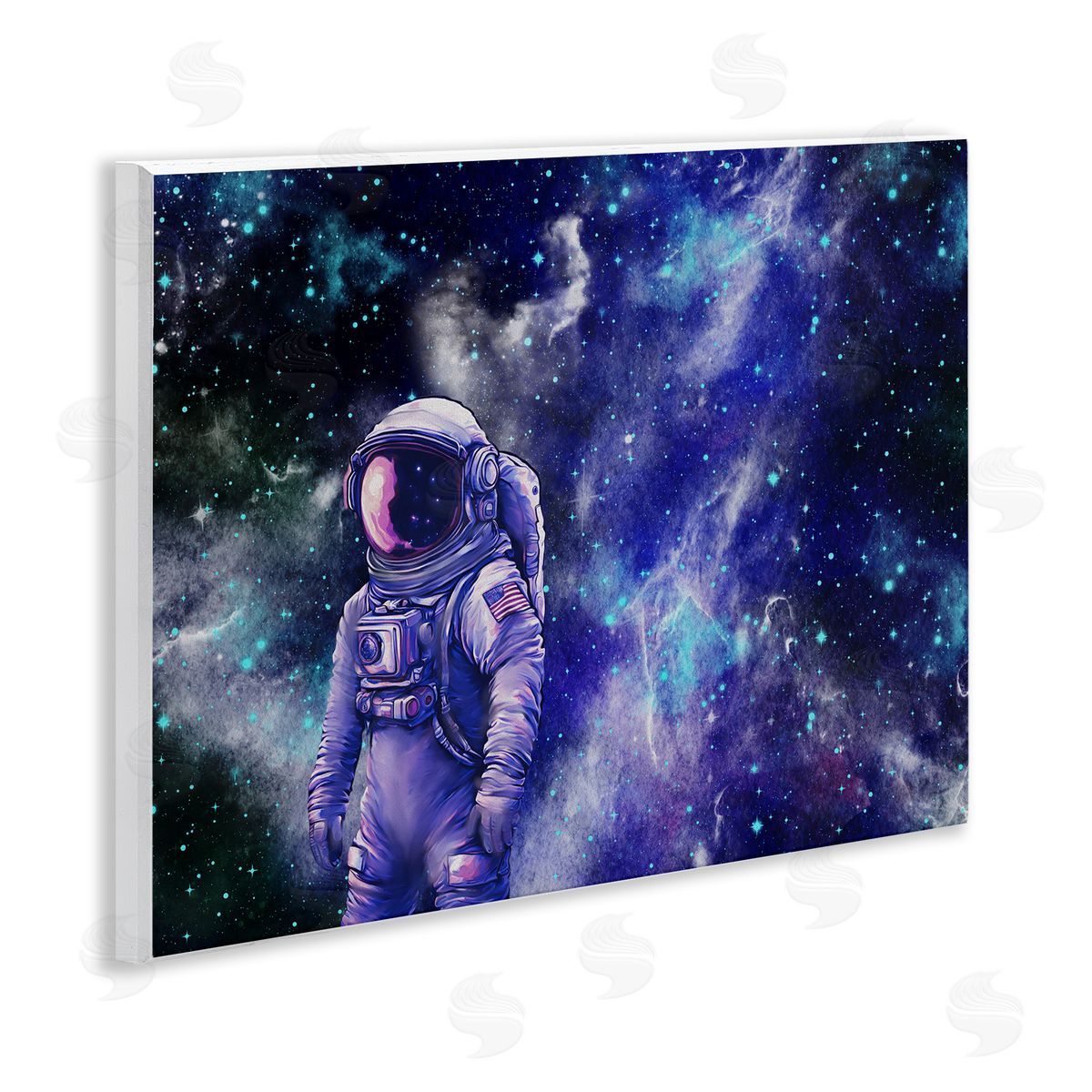 Astronaut with Blue Nebula Wood Plaque Wall Art, Home Decor by Jesse Keith