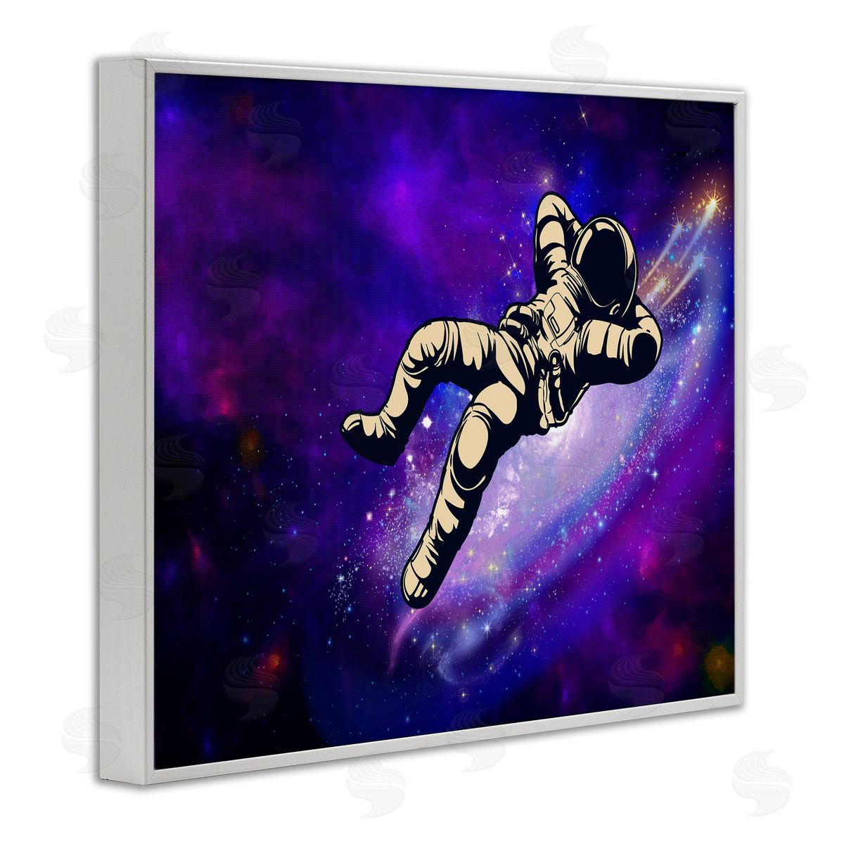 Relaxing Astronaut in Space White Frame Print Wall Art, Home Decor by Jesse Keith