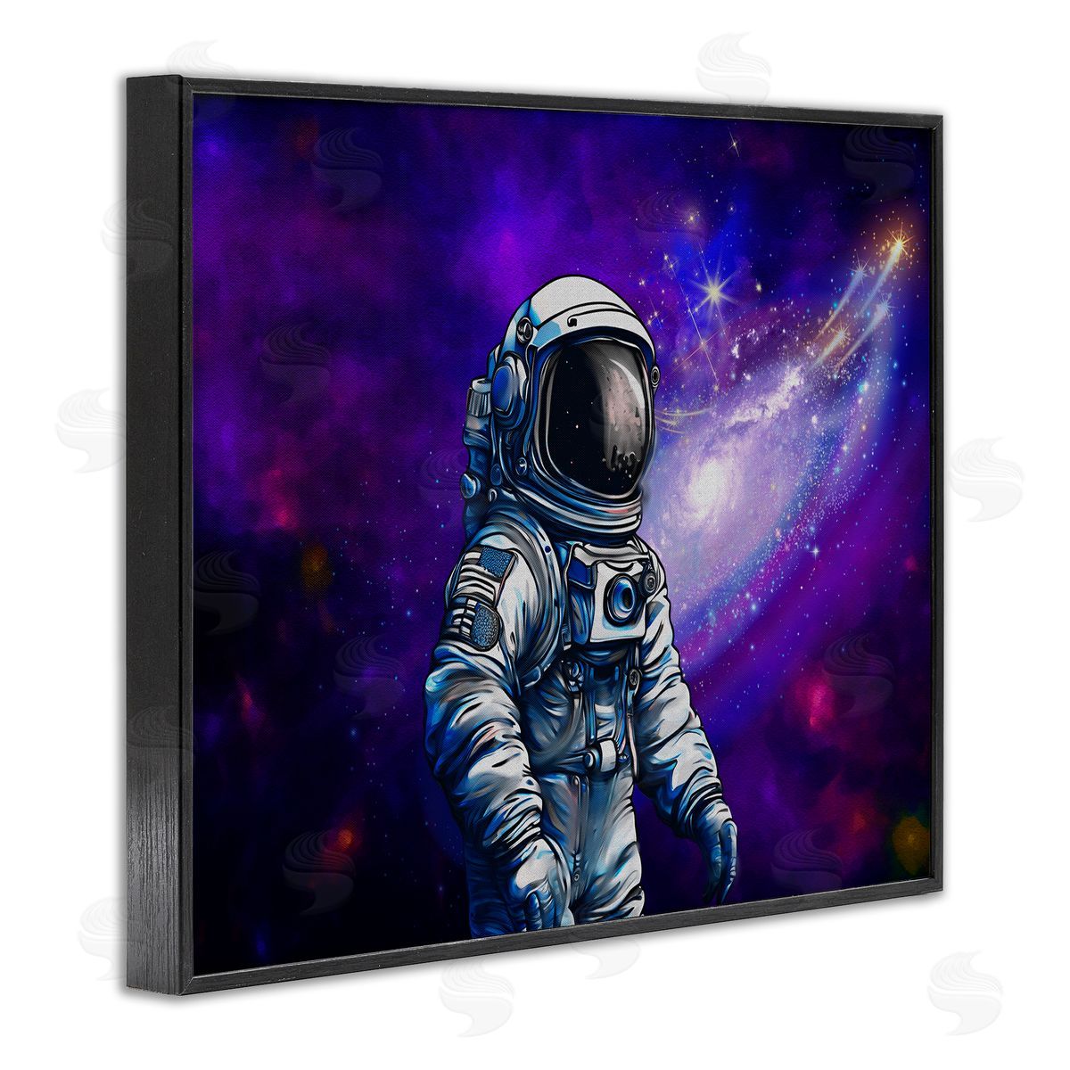 Astronaut with Swirling Galaxy Black Frame Print Wall Art, Home Decor by Jesse Keith