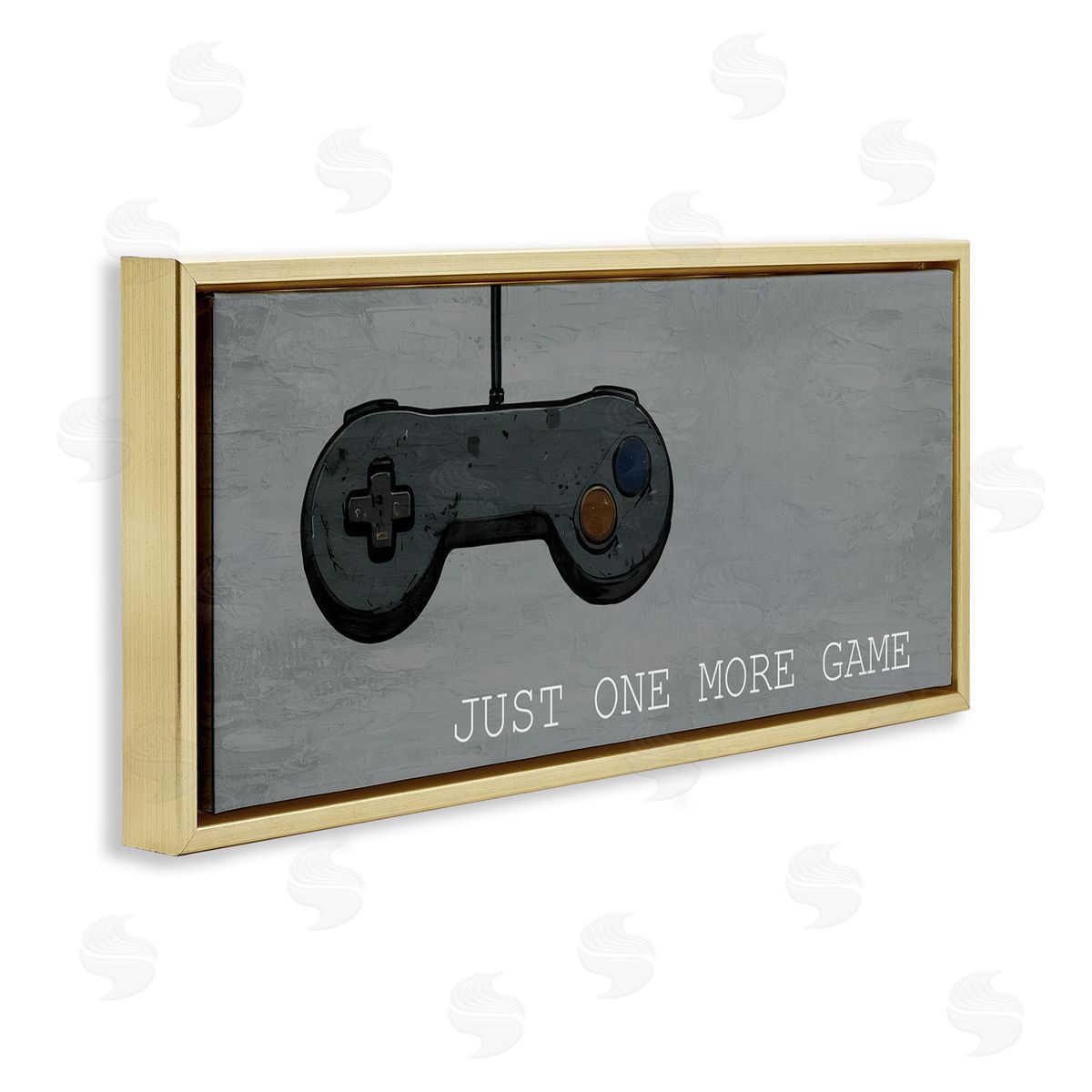 Just One More Rustic Gaming Gold Floating Frame Canvas Wall Art, Home Decor by Kim Allen
