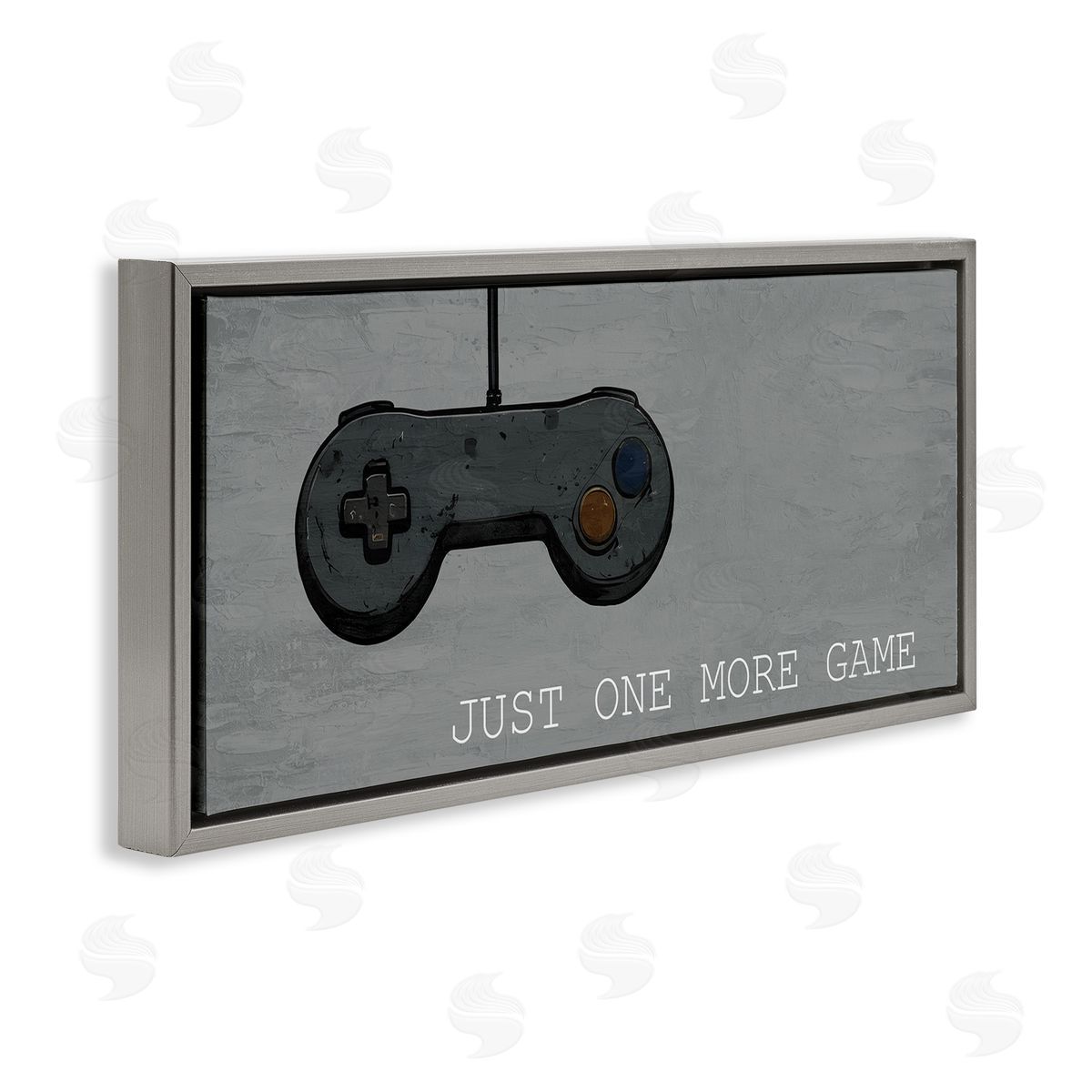 Just One More Rustic Gaming Grey Floating Frame Canvas Wall Art, Home Decor by Kim Allen