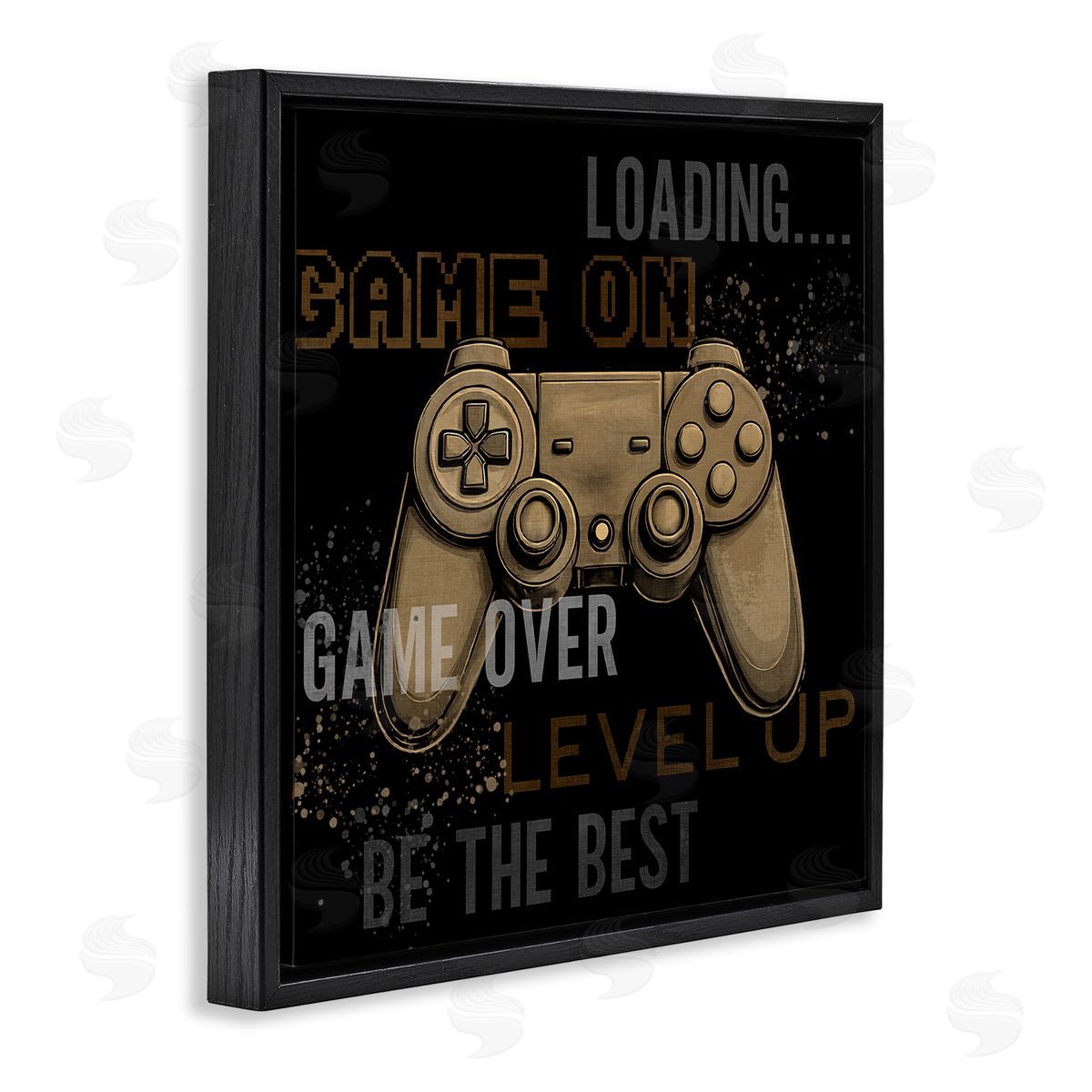 Gamer Controls Phrases Black Floating Frame Canvas Wall Art, Home Decor by Kim Allen