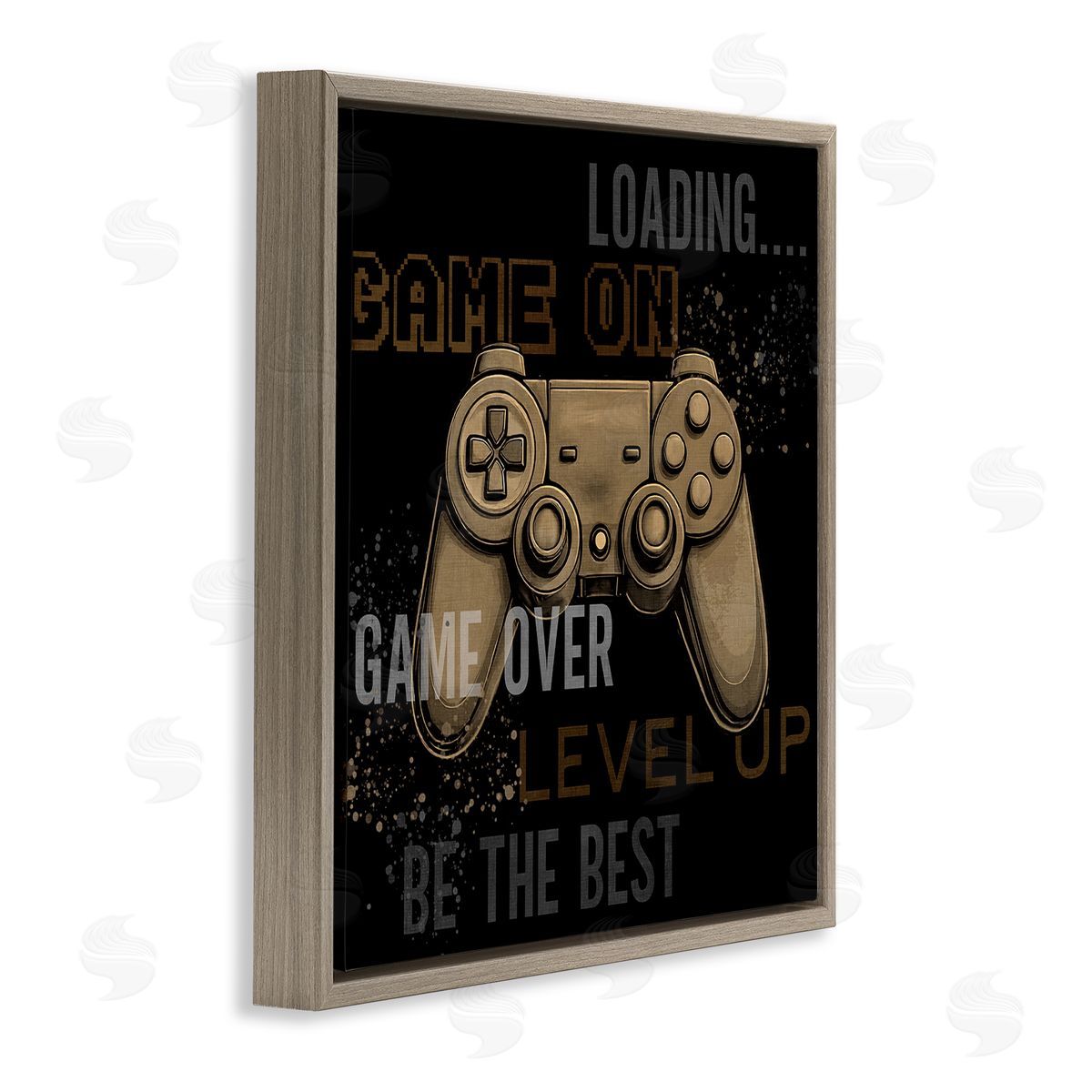 Gamer Controls Phrases Brown Floating Frame Canvas Wall Art, Home Decor by Kim Allen