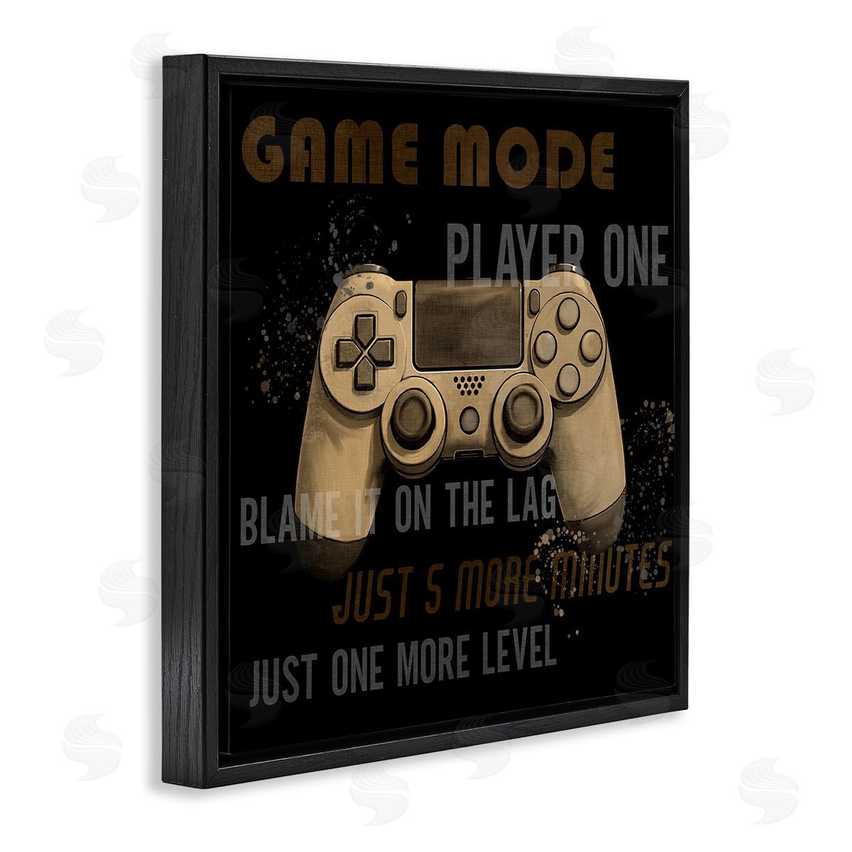 Gamer Phrases Vintage Style Black Floating Frame Canvas Wall Art, Home Decor by Kim Allen