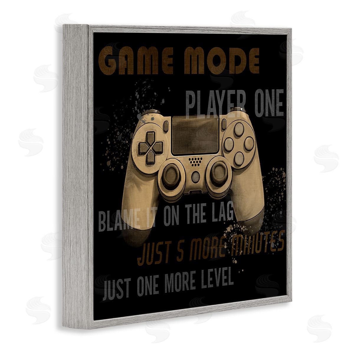 Gamer Phrases Vintage Style Grey Frame Print Wall Art, Home Decor by Kim Allen