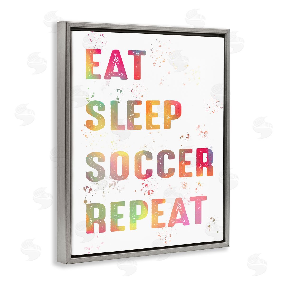 Pastel Soccer Motivation Grey Floating Frame Canvas Wall Art, Home Decor by Marcus Prime