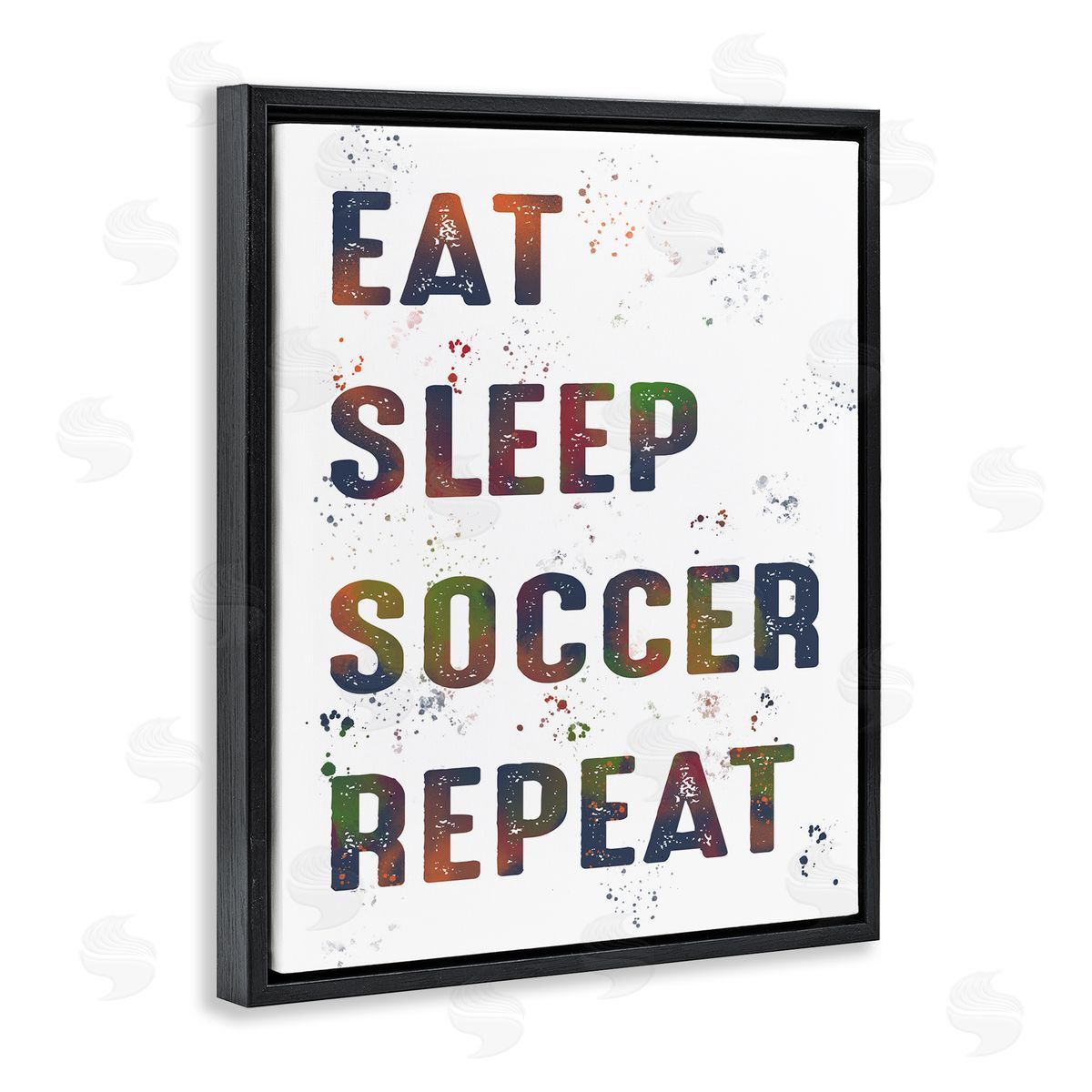 Eat Sleep Soccer Repeat Black Floating Frame Canvas Wall Art, Home Decor by Marcus Prime