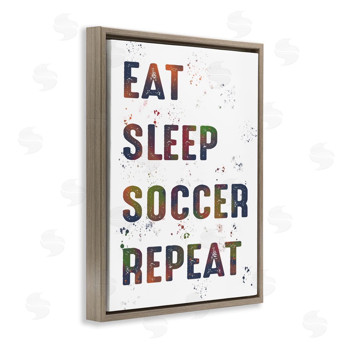 Eat Sleep Soccer Repeat Brown Floating Frame Canvas Wall Art, Home Decor by Marcus Prime