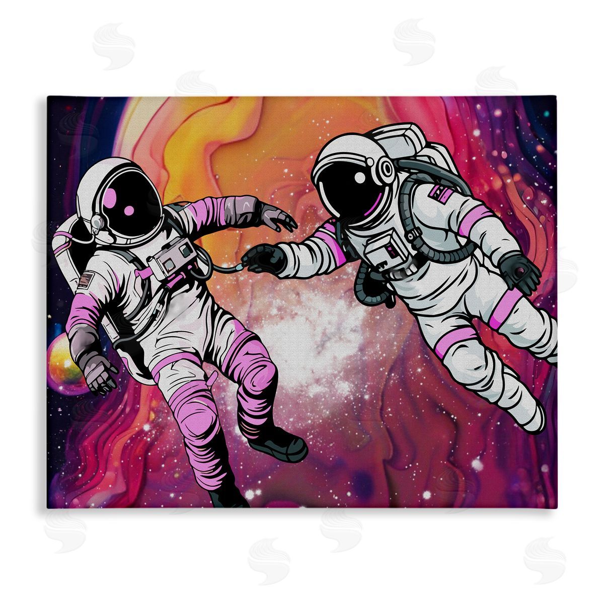 Swirling Cosmic Space Astronauts Canvas Wall Art, Home Decor by Jesse Keith