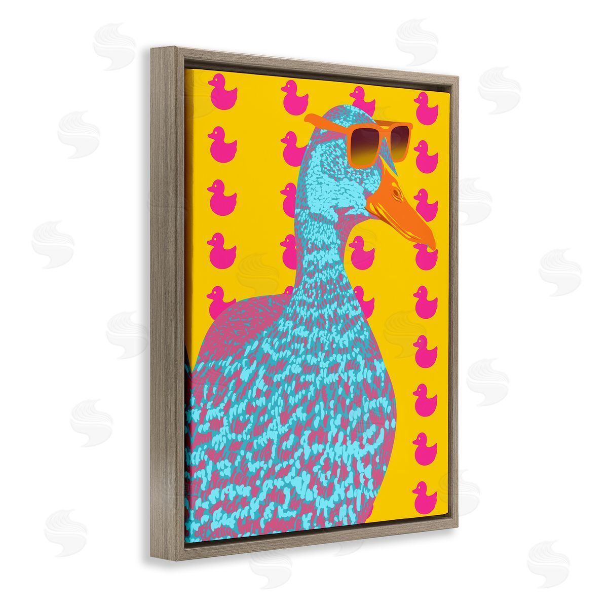 Quirky Vibrant Goose Brown Floating Frame Canvas Wall Art, Home Decor by Marcus Prime