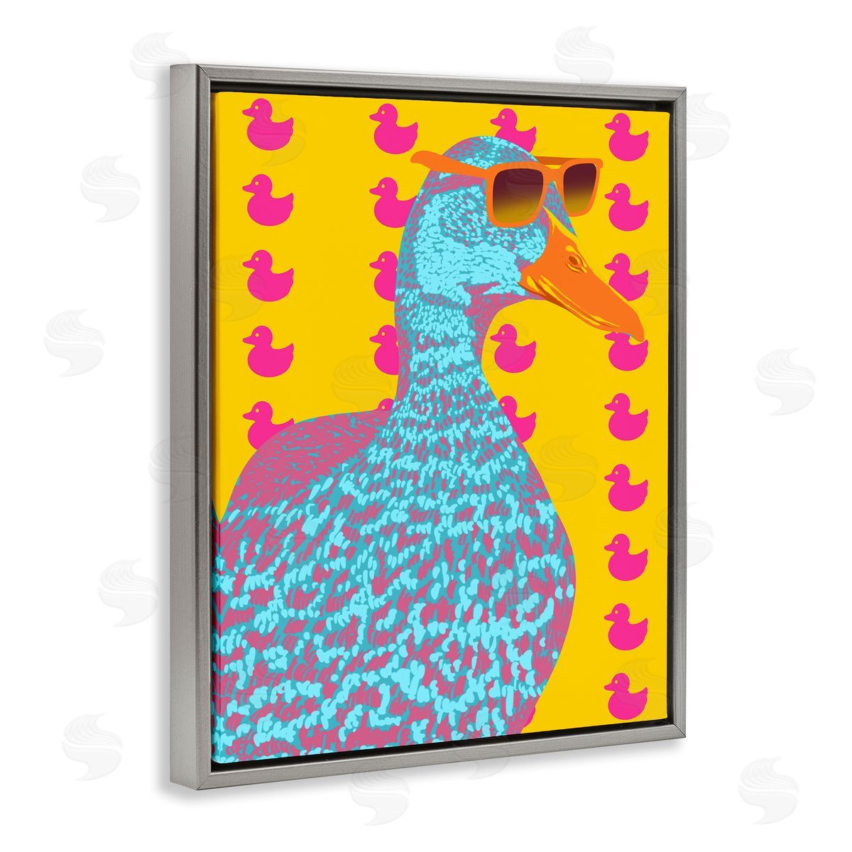 Quirky Vibrant Goose Grey Floating Frame Canvas Wall Art, Home Decor by Marcus Prime