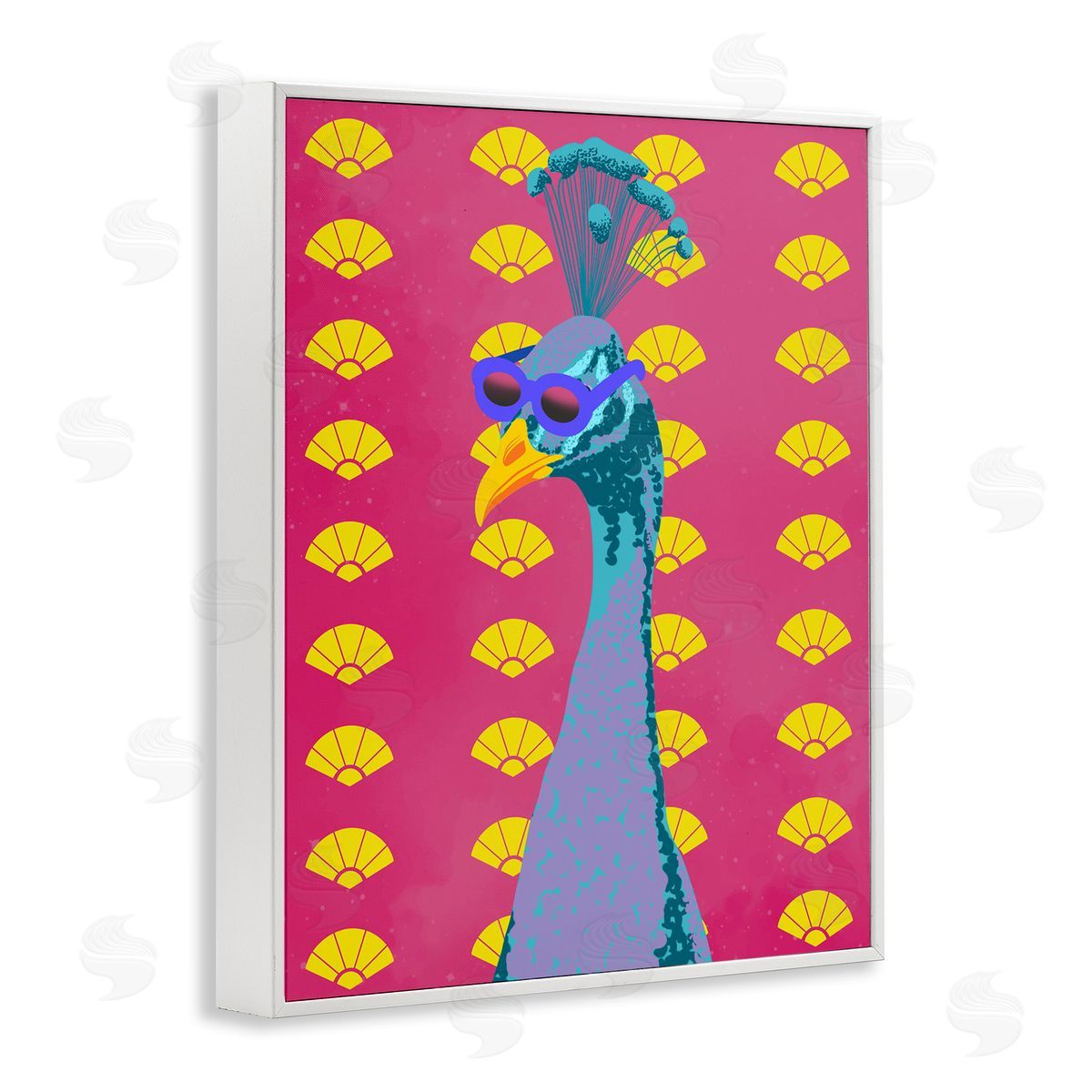 Vibrant Mod Peacock White Frame Print Wall Art, Home Decor by Marcus Prime