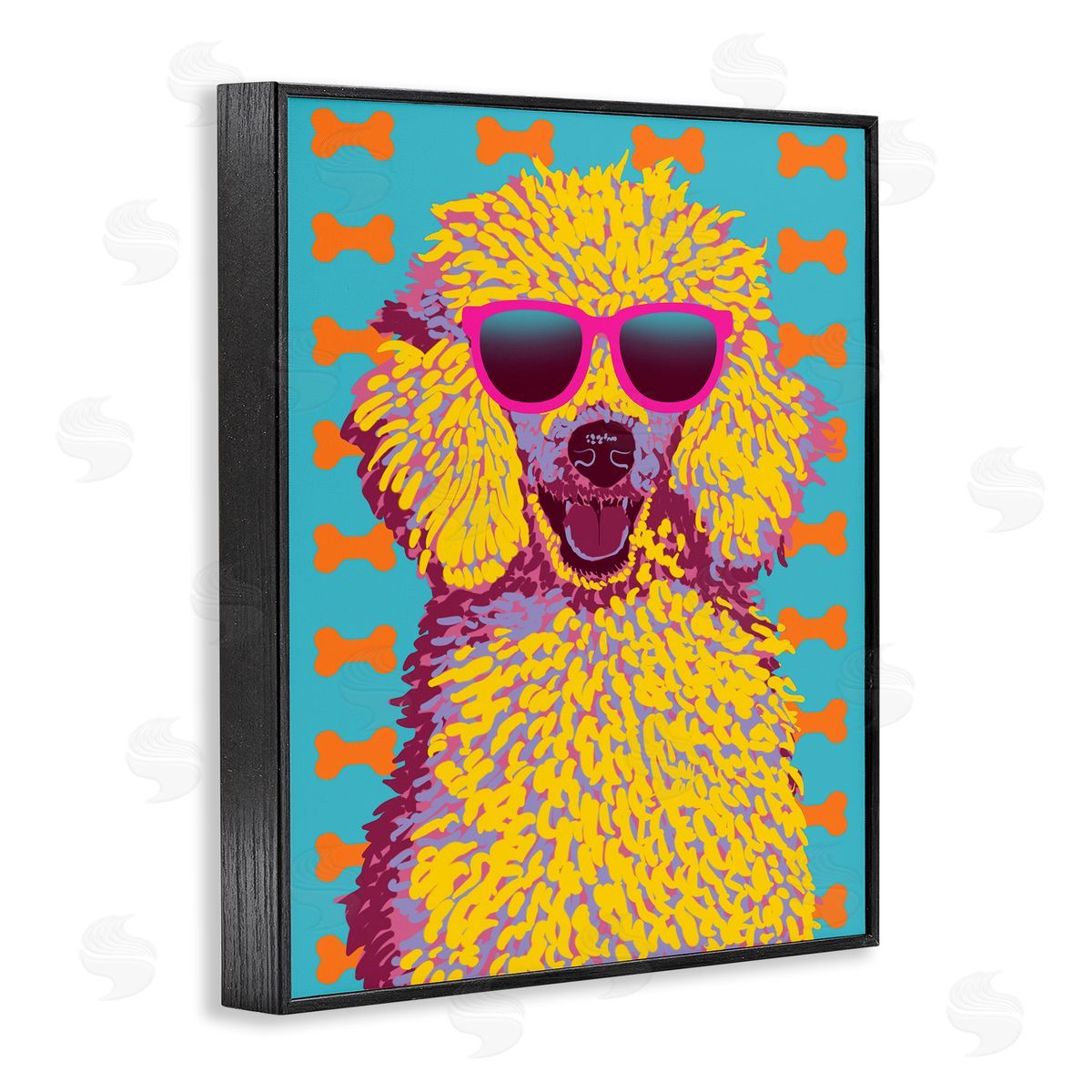 Retro Pop Poodle Black Frame Print Wall Art, Home Decor by Marcus Prime