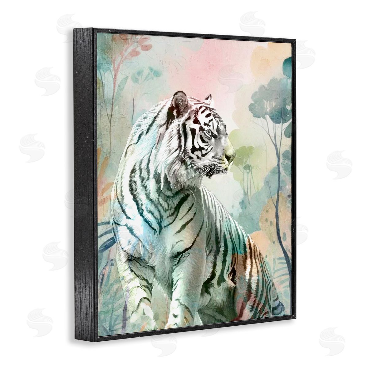 Soft Gazing Tiger Black Frame Print Wall Art, Home Decor by Kim Allen