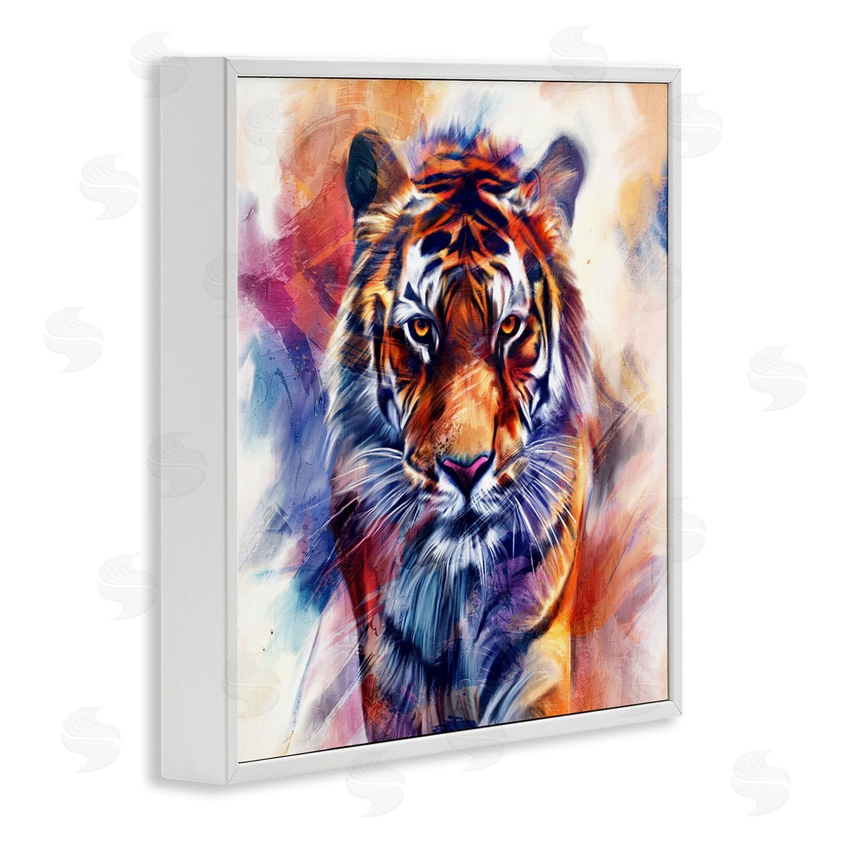 Fierce Vibrant Tiger White Frame Print Wall Art, Home Decor by Kim Allen