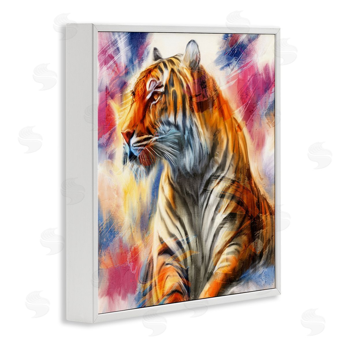 Fierce & Elegant Tiger White Frame Print Wall Art, Home Decor by Kim Allen