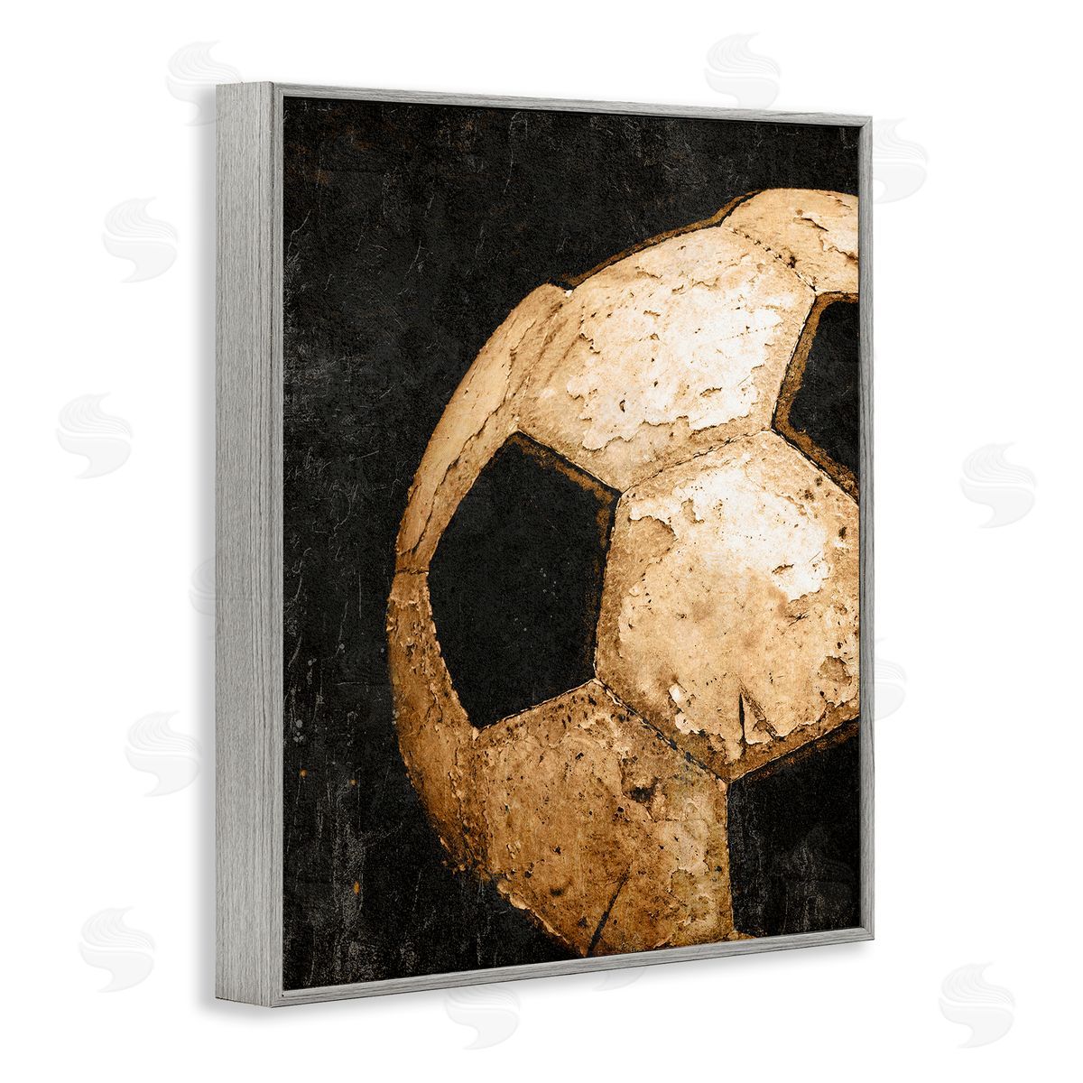 Vintage Soccer Ball Closeup Grey Frame Print Wall Art, Home Decor by Kim Allen