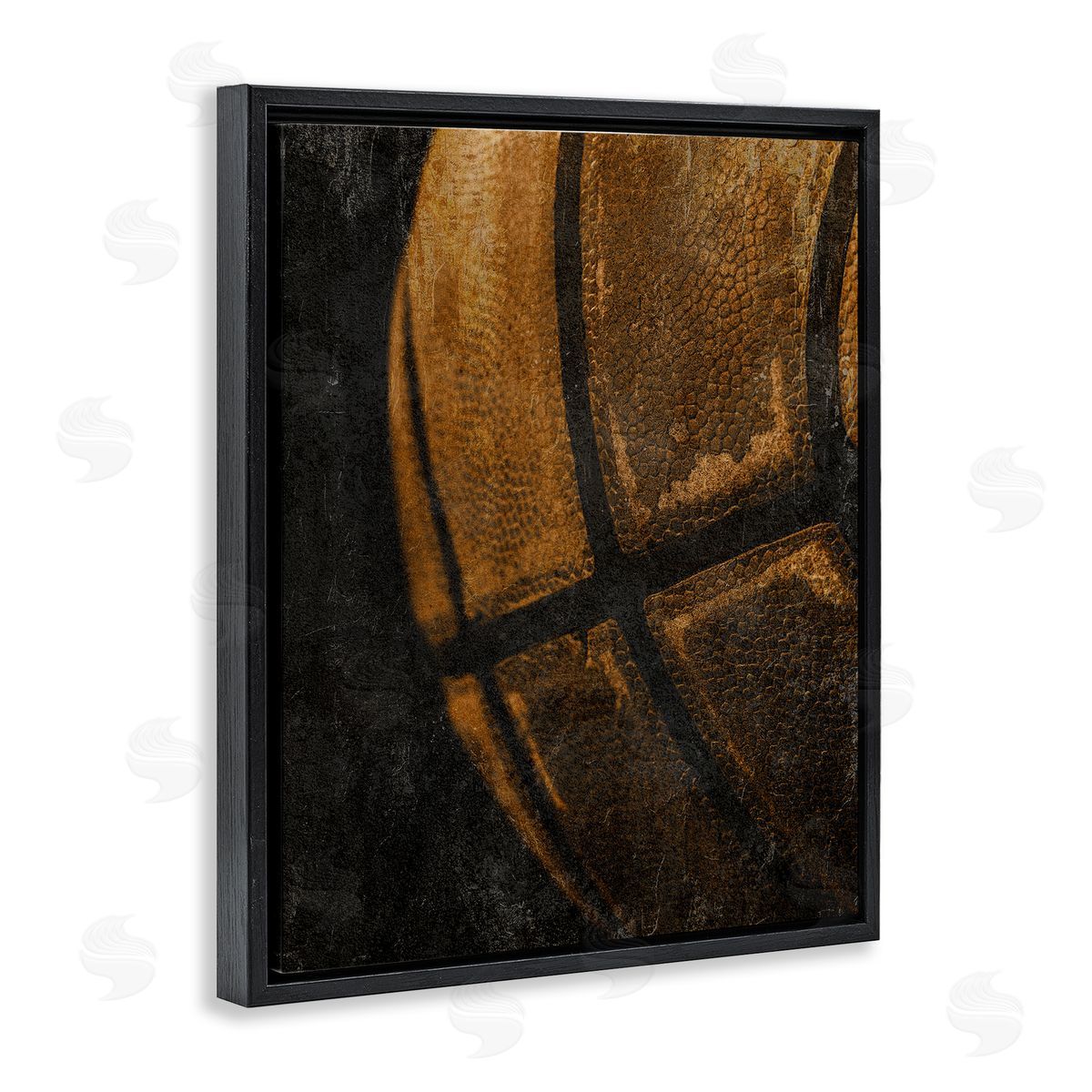 Vintage Basketball Close Up Black Floating Frame Canvas Wall Art, Home Decor by Kim Allen
