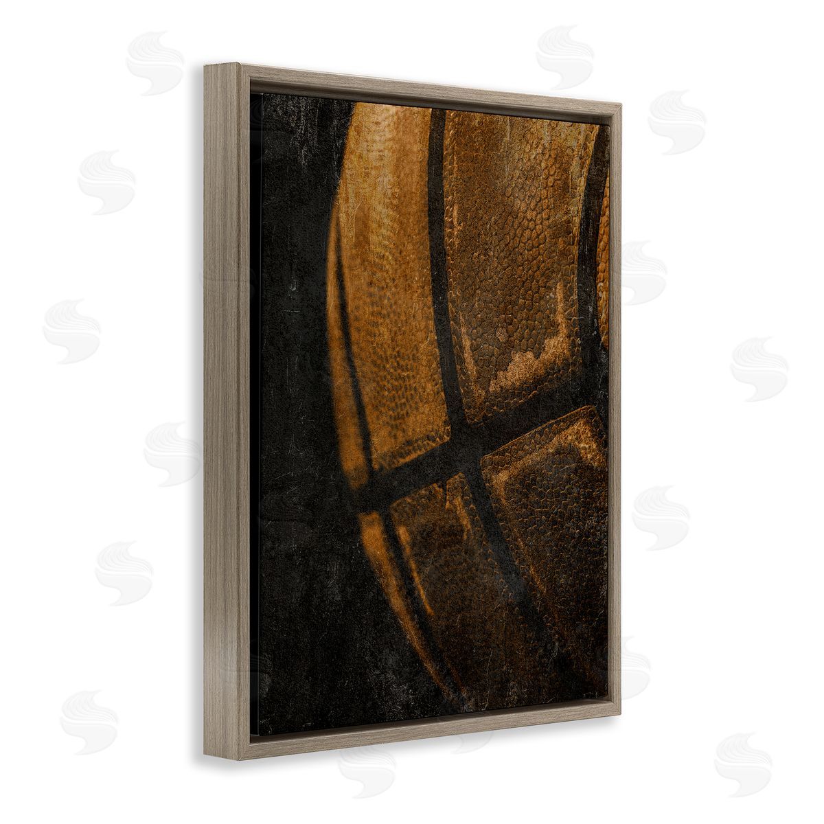 Vintage Basketball Close Up Brown Floating Frame Canvas Wall Art, Home Decor by Kim Allen