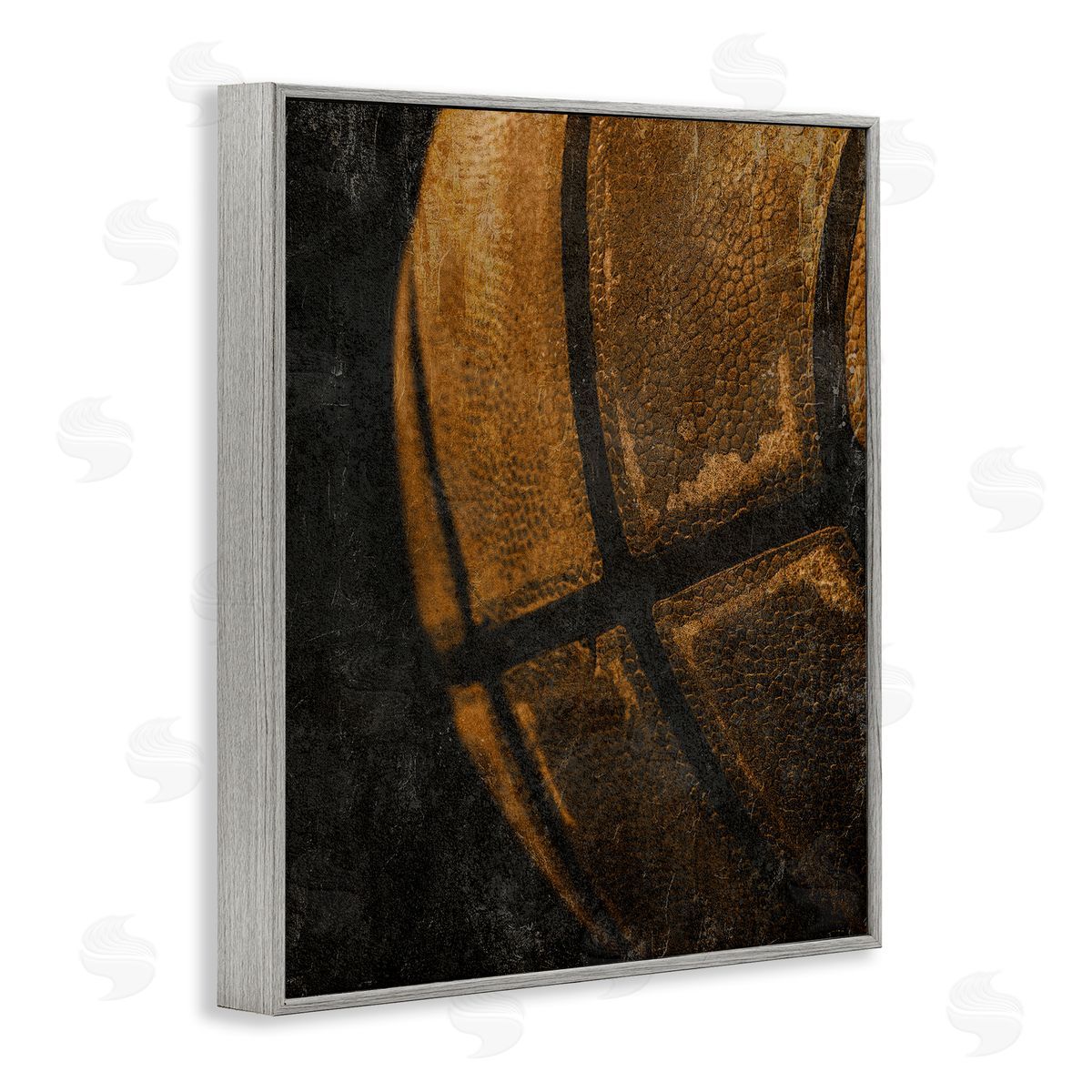 Vintage Basketball Close Up Grey Frame Print Wall Art, Home Decor by Kim Allen
