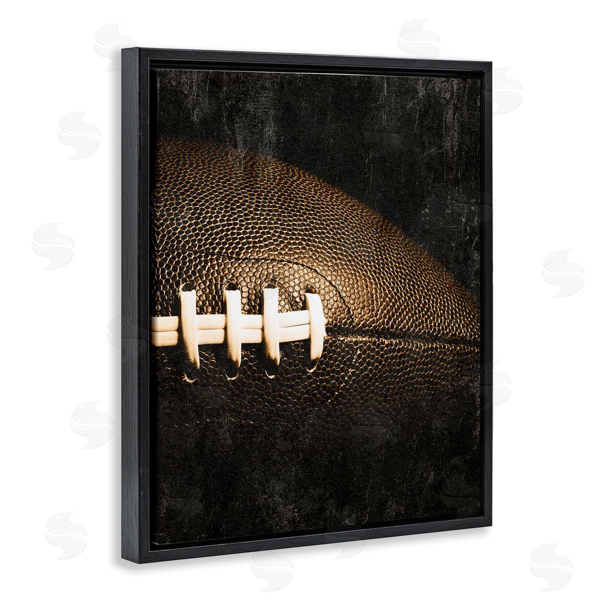 Rustic Football Close Up Black Floating Frame Canvas Wall Art, Home Decor by Kim Allen