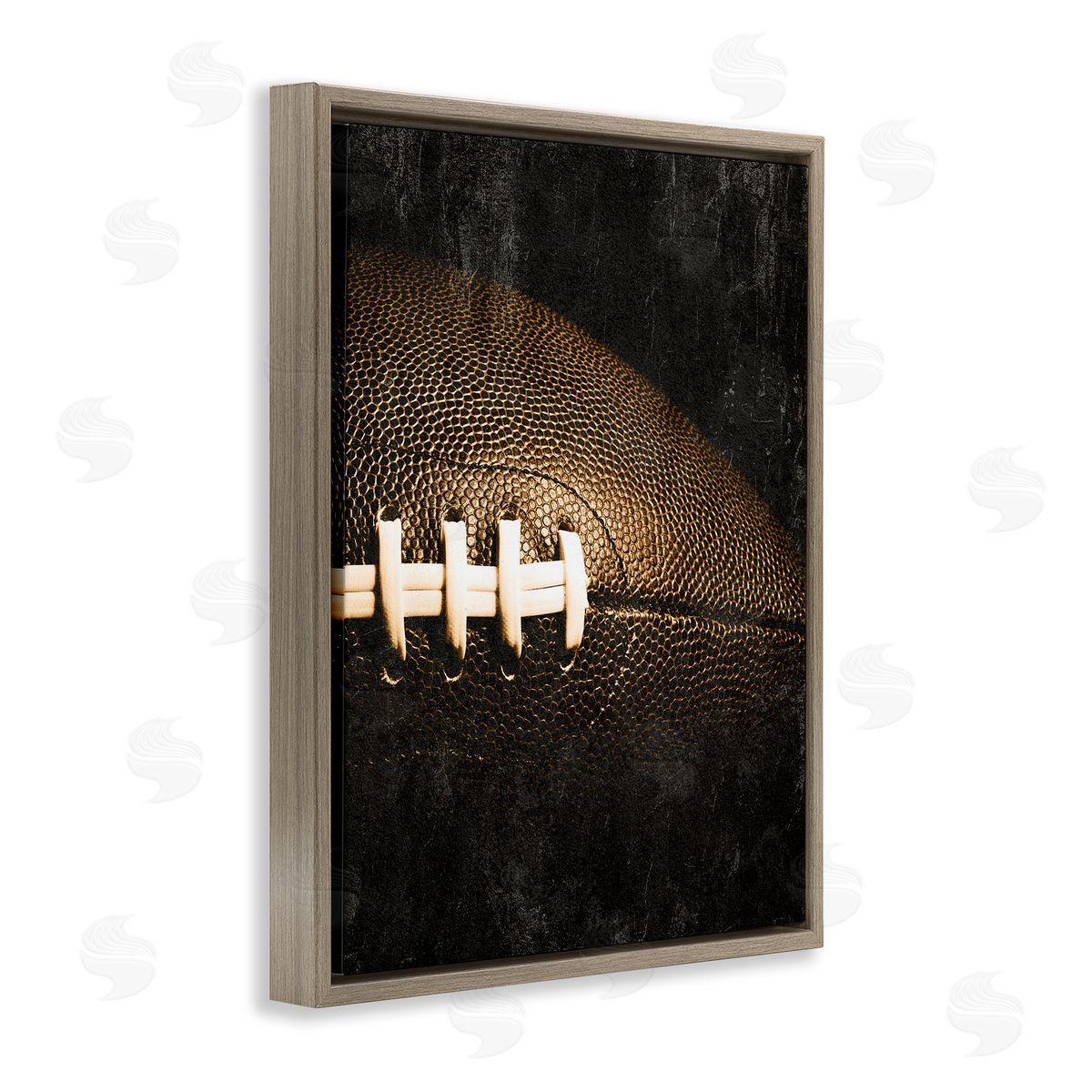 Rustic Football Close Up Brown Floating Frame Canvas Wall Art, Home Decor by Kim Allen