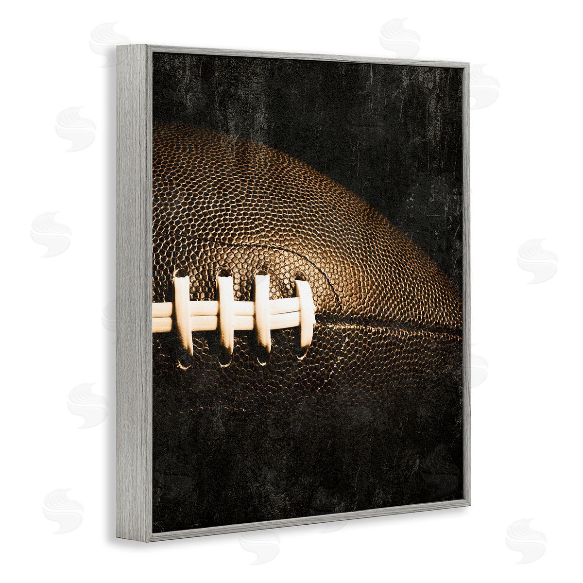 Rustic Football Close Up Grey Frame Print Wall Art, Home Decor by Kim Allen