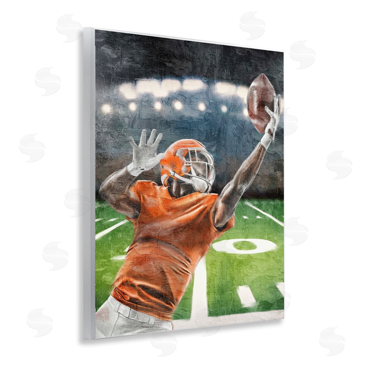 Athlete Catching Football Wood Plaque Wall Art, Home Decor by Kim Allen
