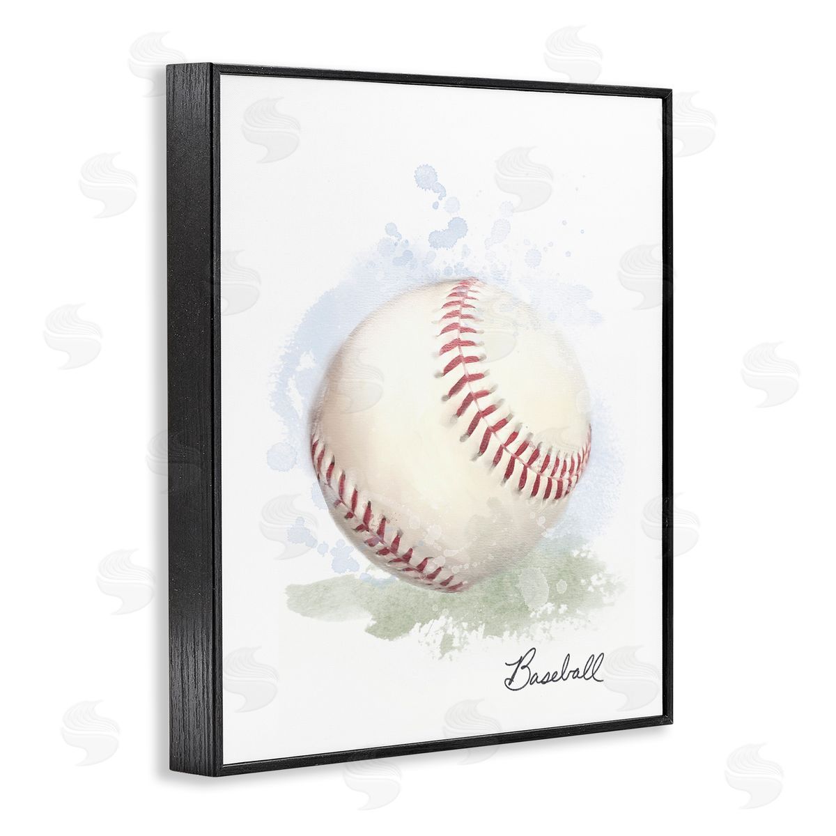 Soft Pastel Baseball Black Frame Print Wall Art, Home Decor by Matthew Piotrowicz