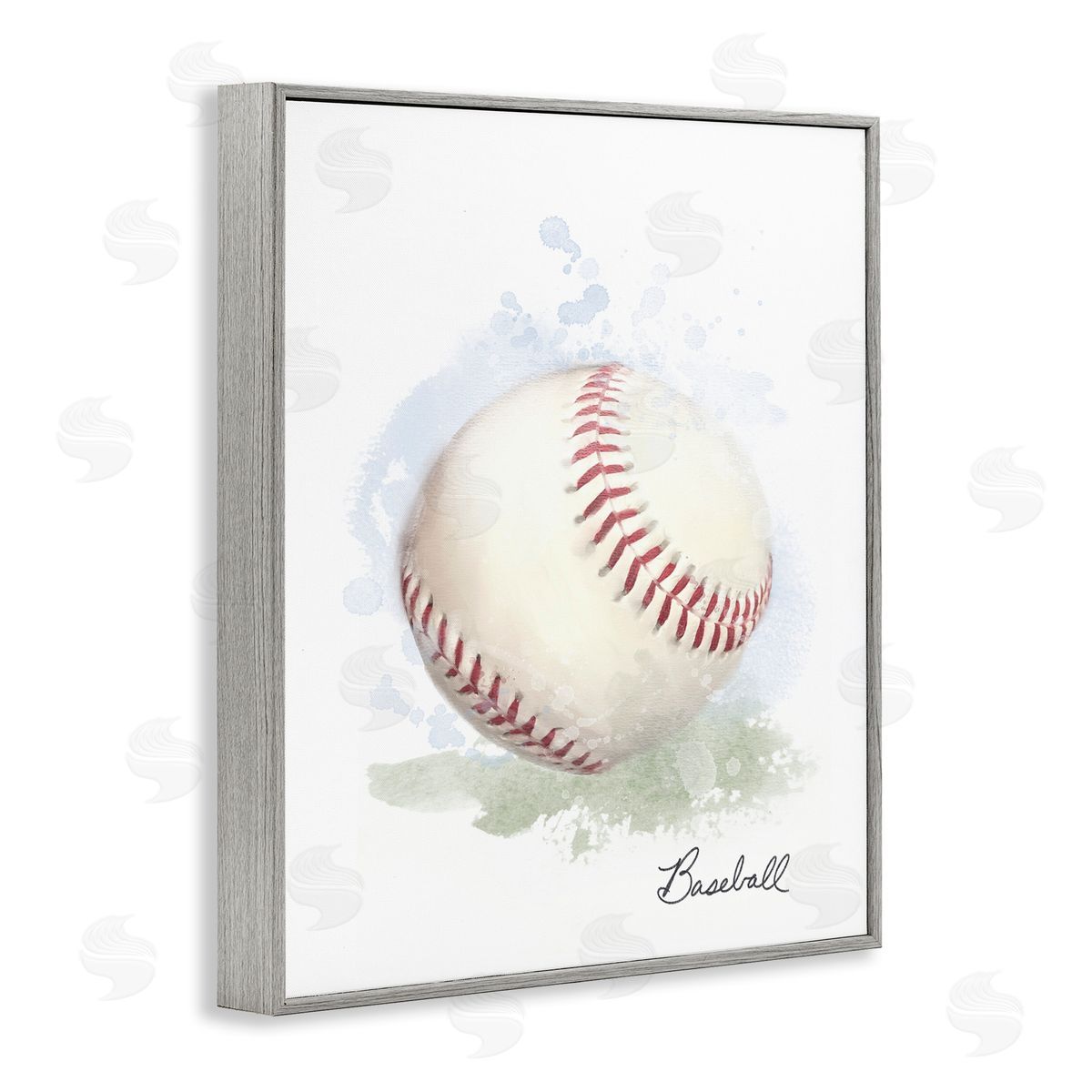Soft Pastel Baseball Grey Frame Print Wall Art, Home Decor by Matthew Piotrowicz