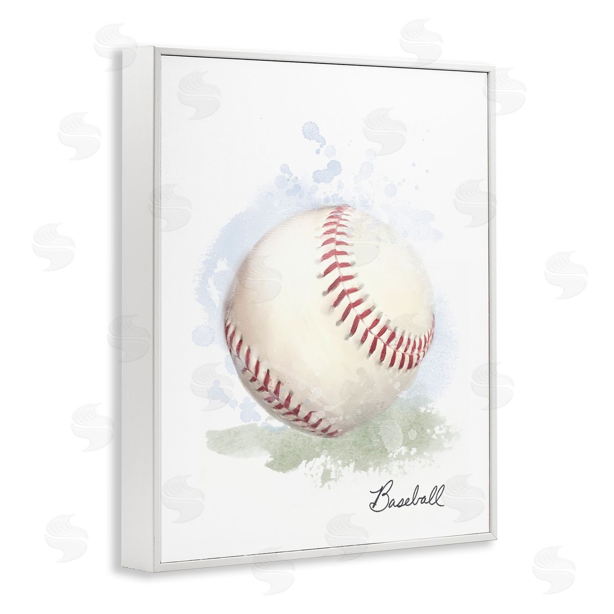 Soft Pastel Baseball White Frame Print Wall Art, Home Decor by Matthew Piotrowicz