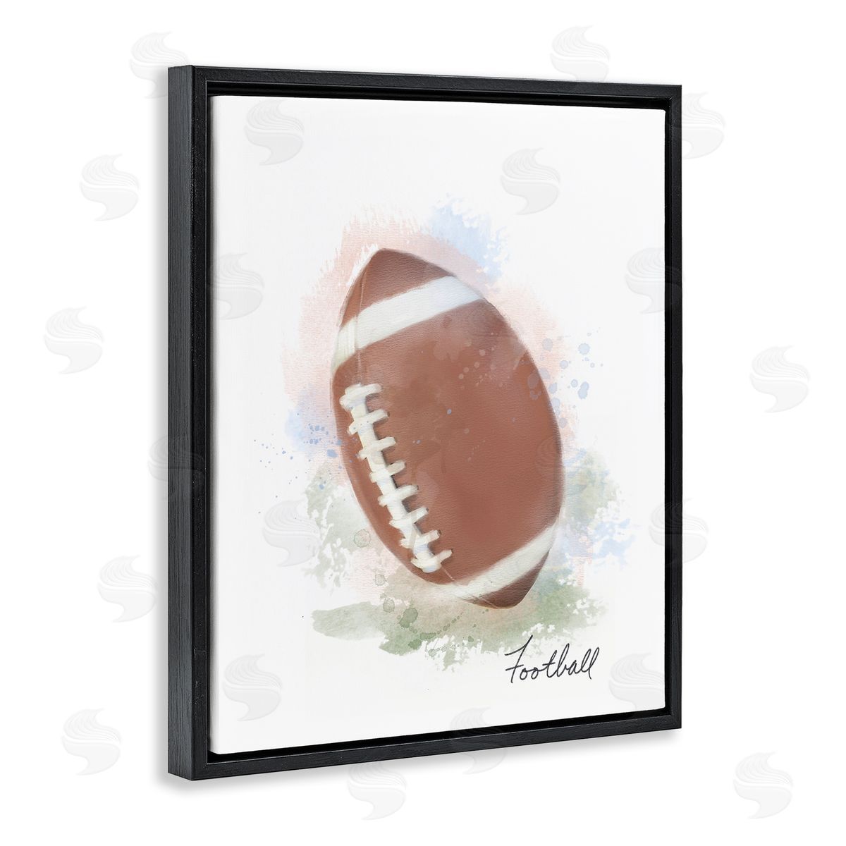 Soft Pastel Football Black Floating Frame Canvas Wall Art, Home Decor by Matthew Piotrowicz
