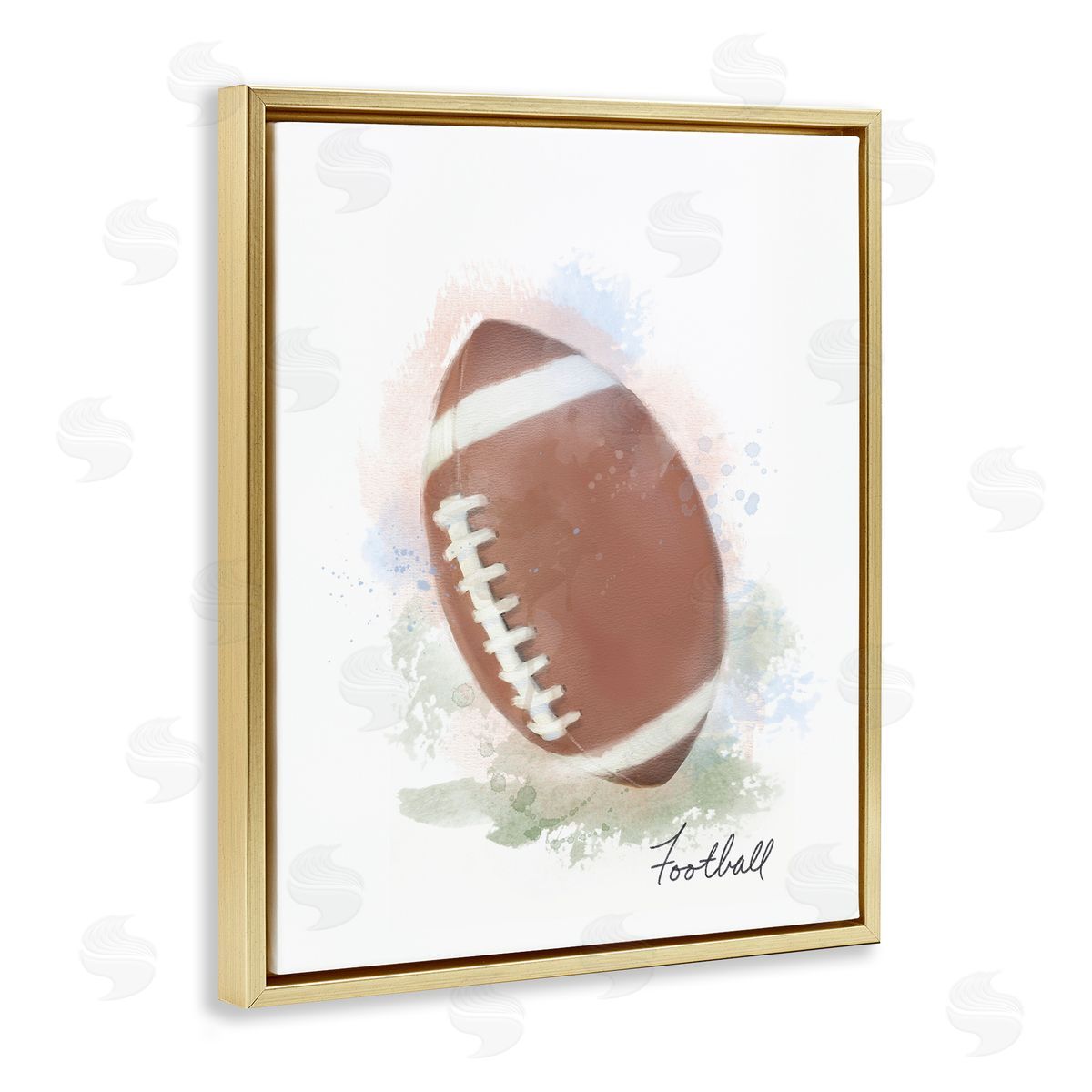 Soft Pastel Football Gold Floating Frame Canvas Wall Art, Home Decor by Matthew Piotrowicz