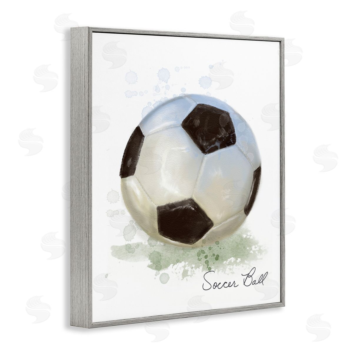 Soft Pastel Soccer Ball Grey Frame Print Wall Art, Home Decor by Matthew Piotrowicz