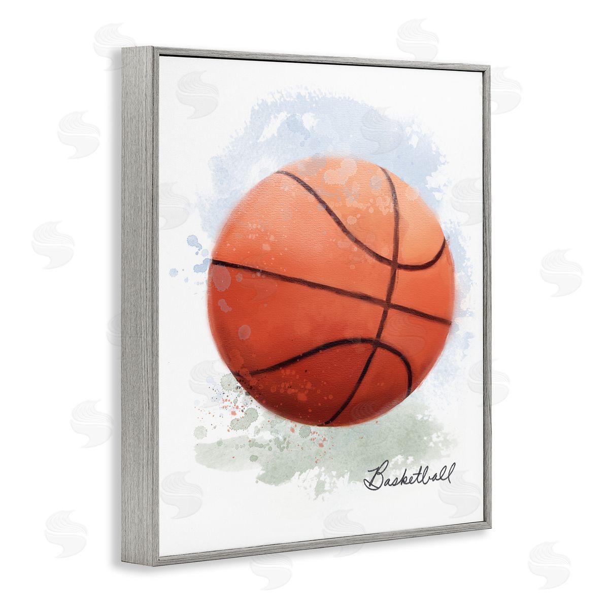 Soft Pastel Basketball Grey Frame Print Wall Art, Home Decor by Matthew Piotrowicz