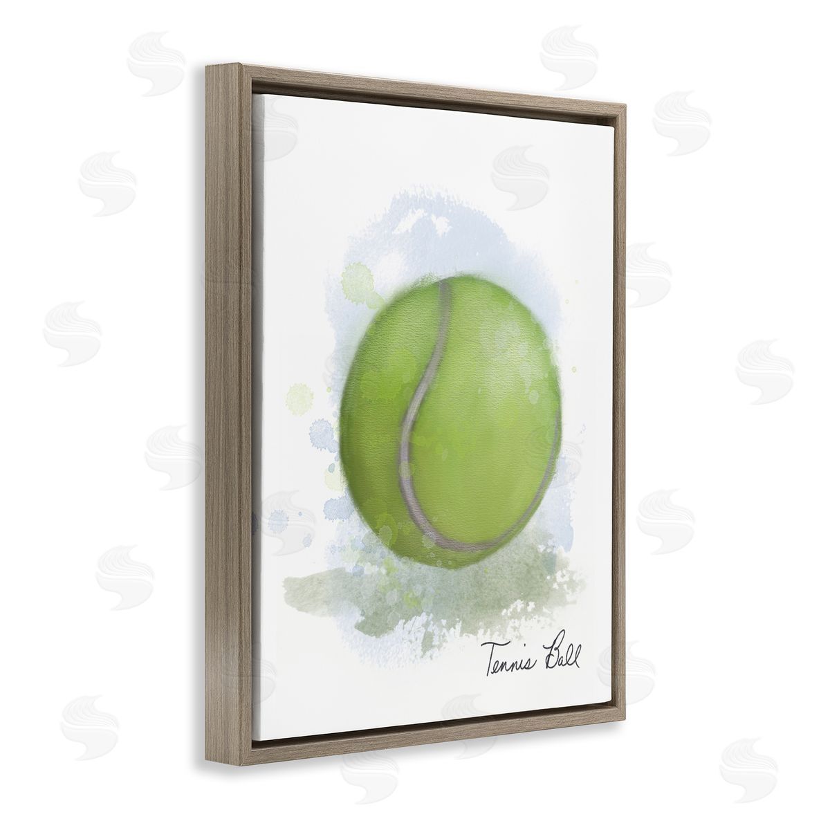 Soft Pastel Tennis Ball Brown Floating Frame Canvas Wall Art, Home Decor by Matthew Piotrowicz