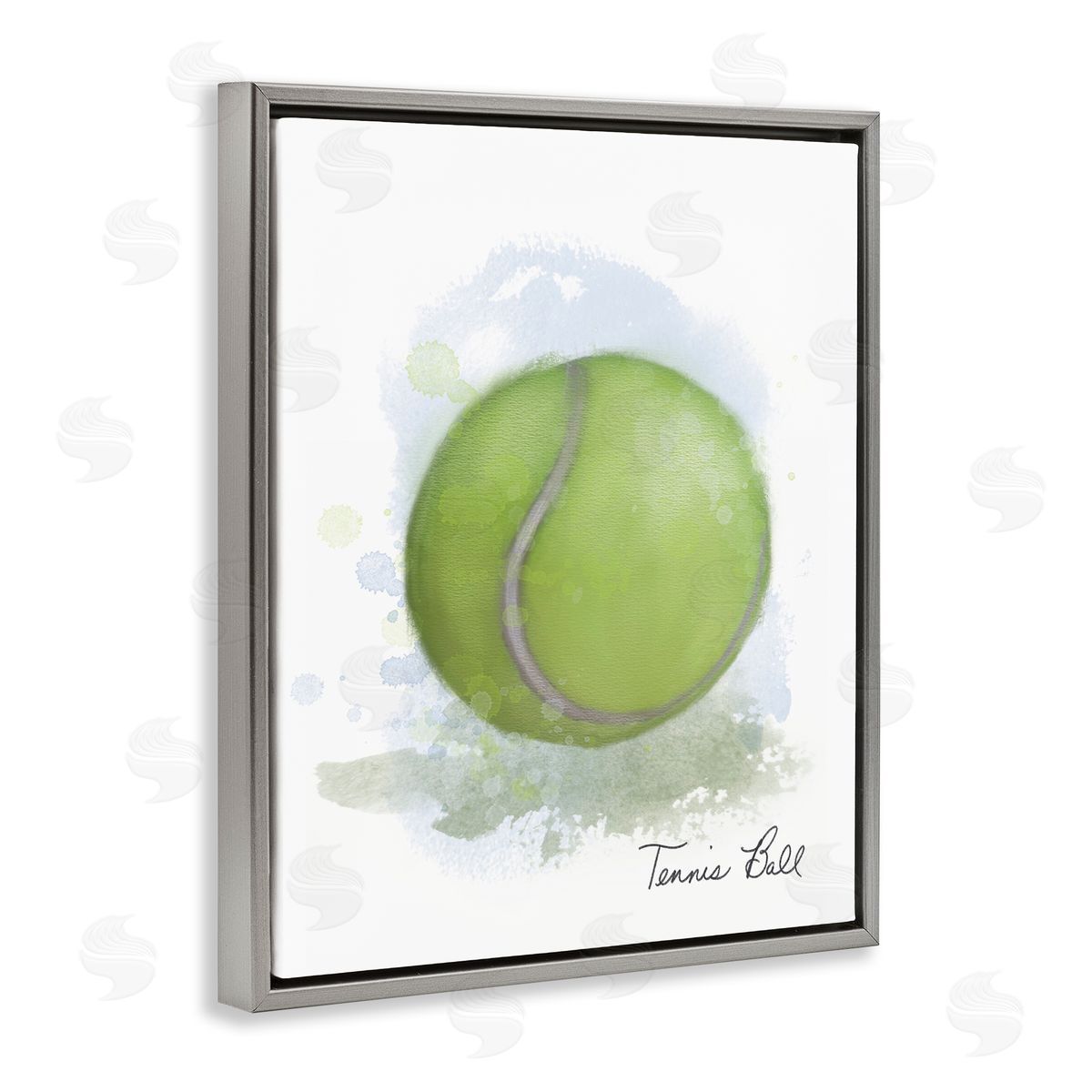 Soft Pastel Tennis Ball Grey Floating Frame Canvas Wall Art, Home Decor by Matthew Piotrowicz