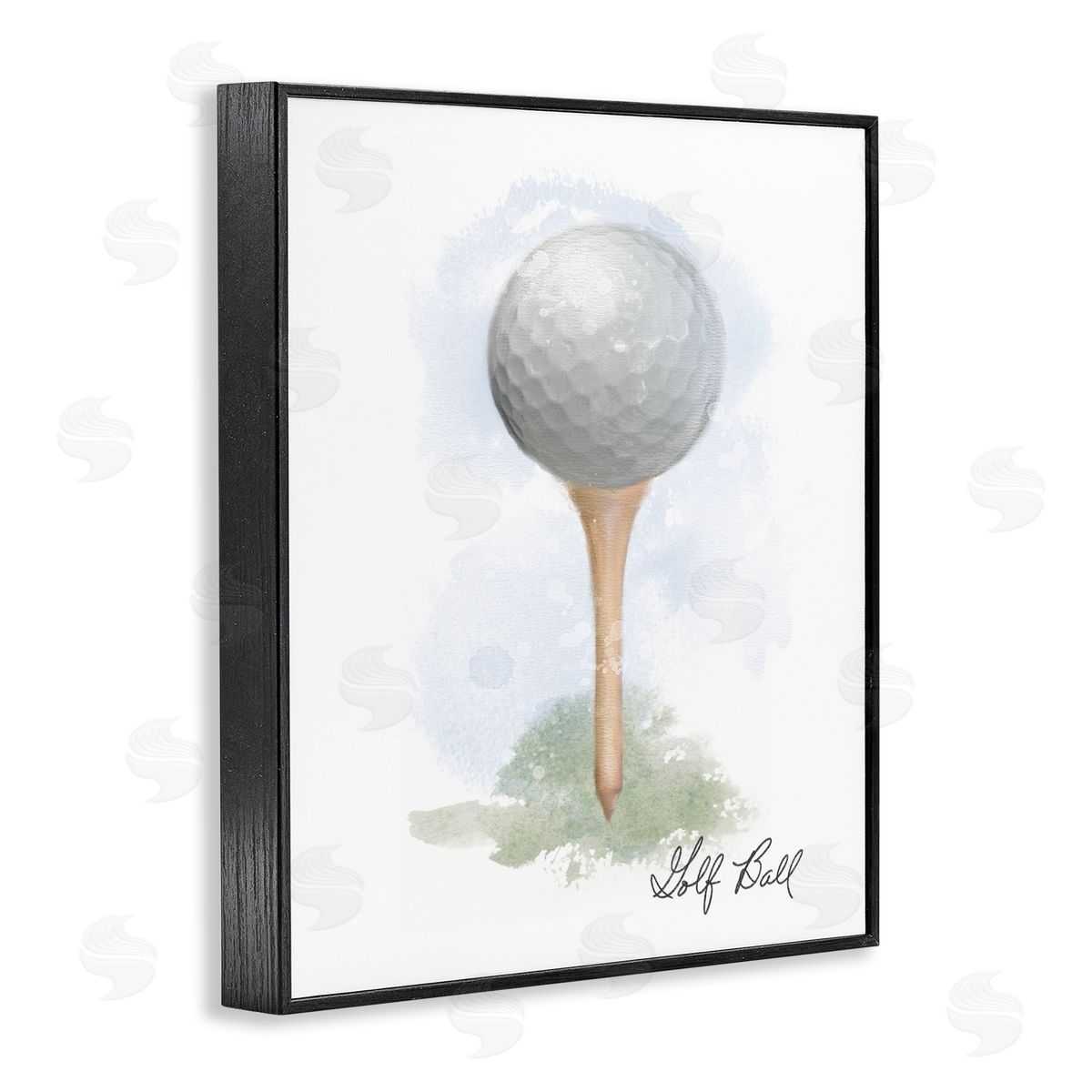 Soft Pastel Golf on Tee Black Frame Print Wall Art, Home Decor by Matthew Piotrowicz