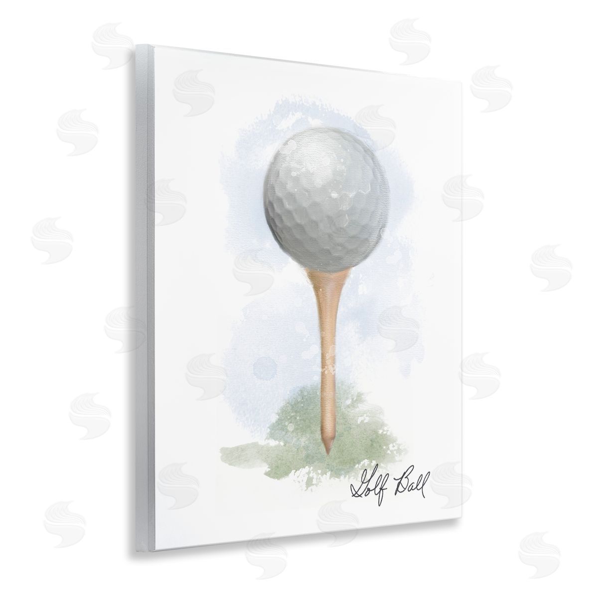 Soft Pastel Golf on Tee Wood Plaque Wall Art, Home Decor by Matthew Piotrowicz