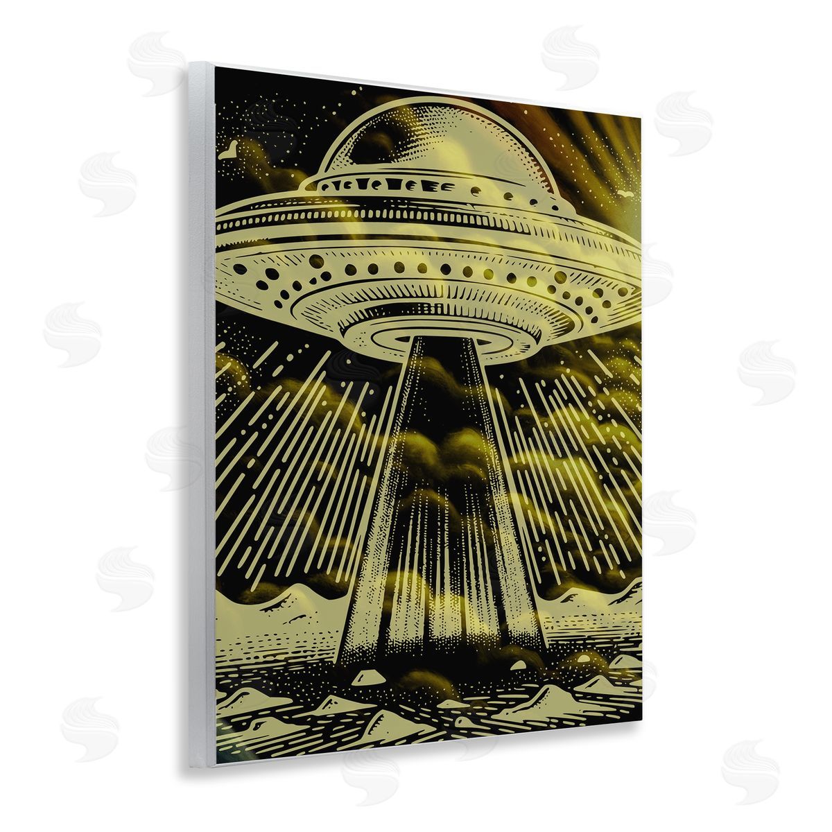 Mysterious Alien UFO Wood Plaque Wall Art, Home Decor by Jesse Keith
