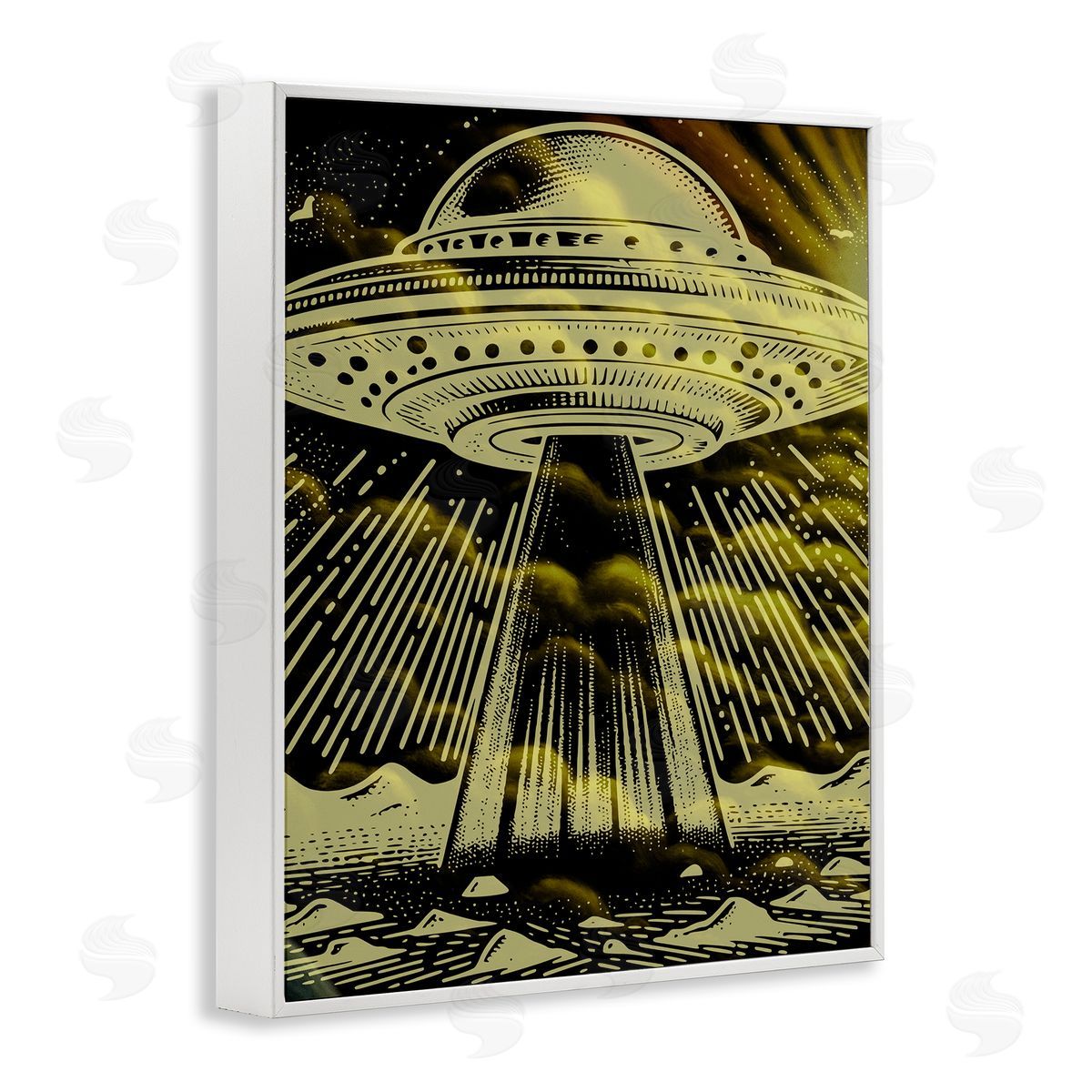Mysterious Alien UFO White Frame Print Wall Art, Home Decor by Jesse Keith