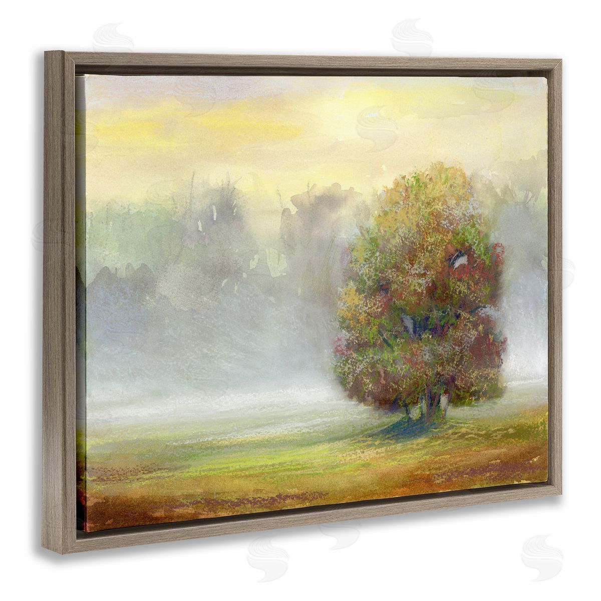Dry Brush Tree in Nature Brown Floating Frame Canvas Wall Art, Home Decor by Ashley Davis