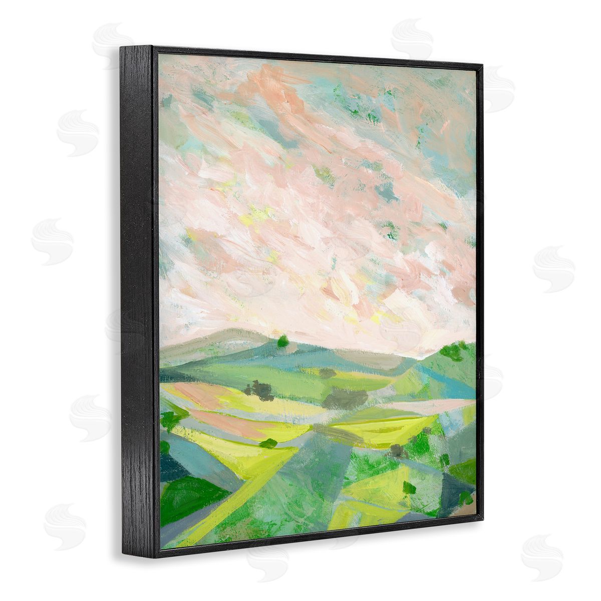 Vibrant Green Hills Landscape Black Frame Print Wall Art, Home Decor by Ashley Davis
