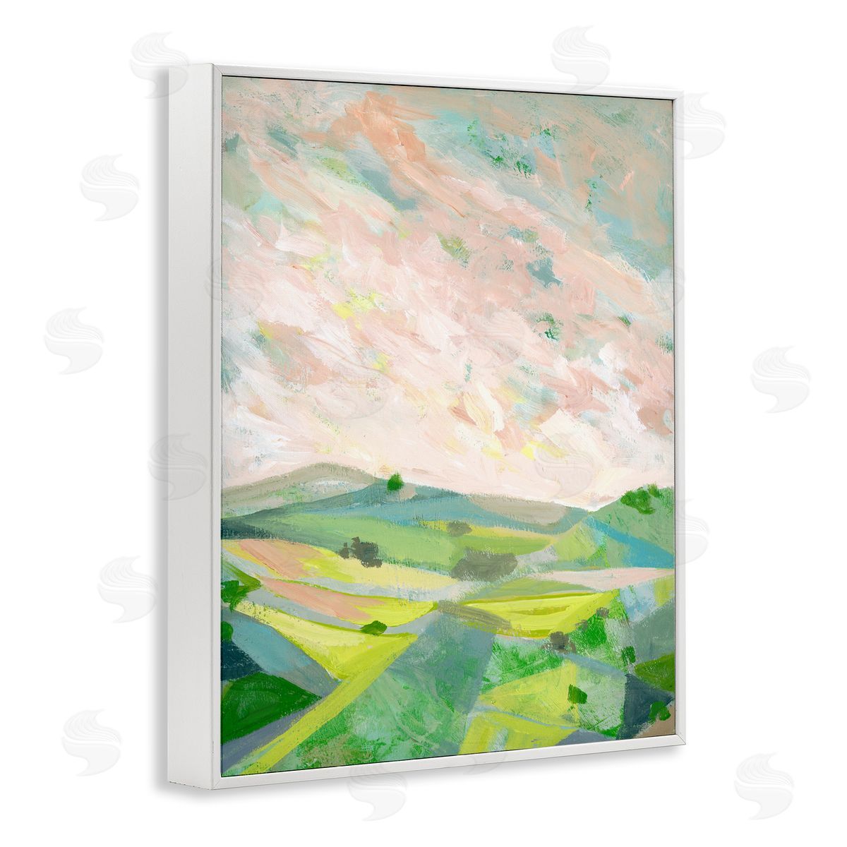 Vibrant Green Hills Landscape White Frame Print Wall Art, Home Decor by Ashley Davis