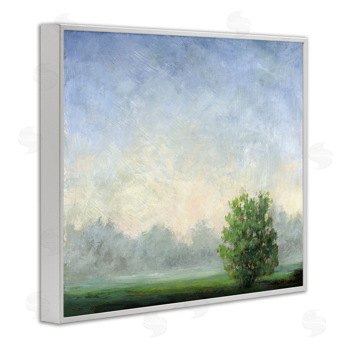 Serene Morning in Countryside White Frame Print Wall Art, Home Decor by Ashley Davis