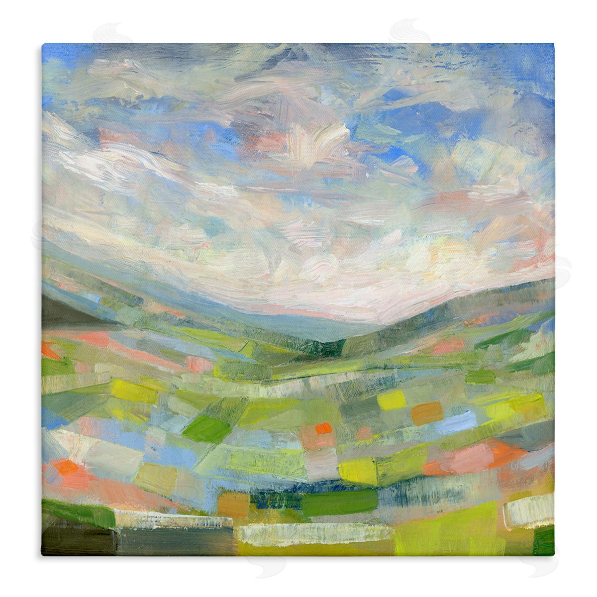 Jolly Geometric Countryside Scene Canvas Wall Art, Home Decor by Ashley Davis