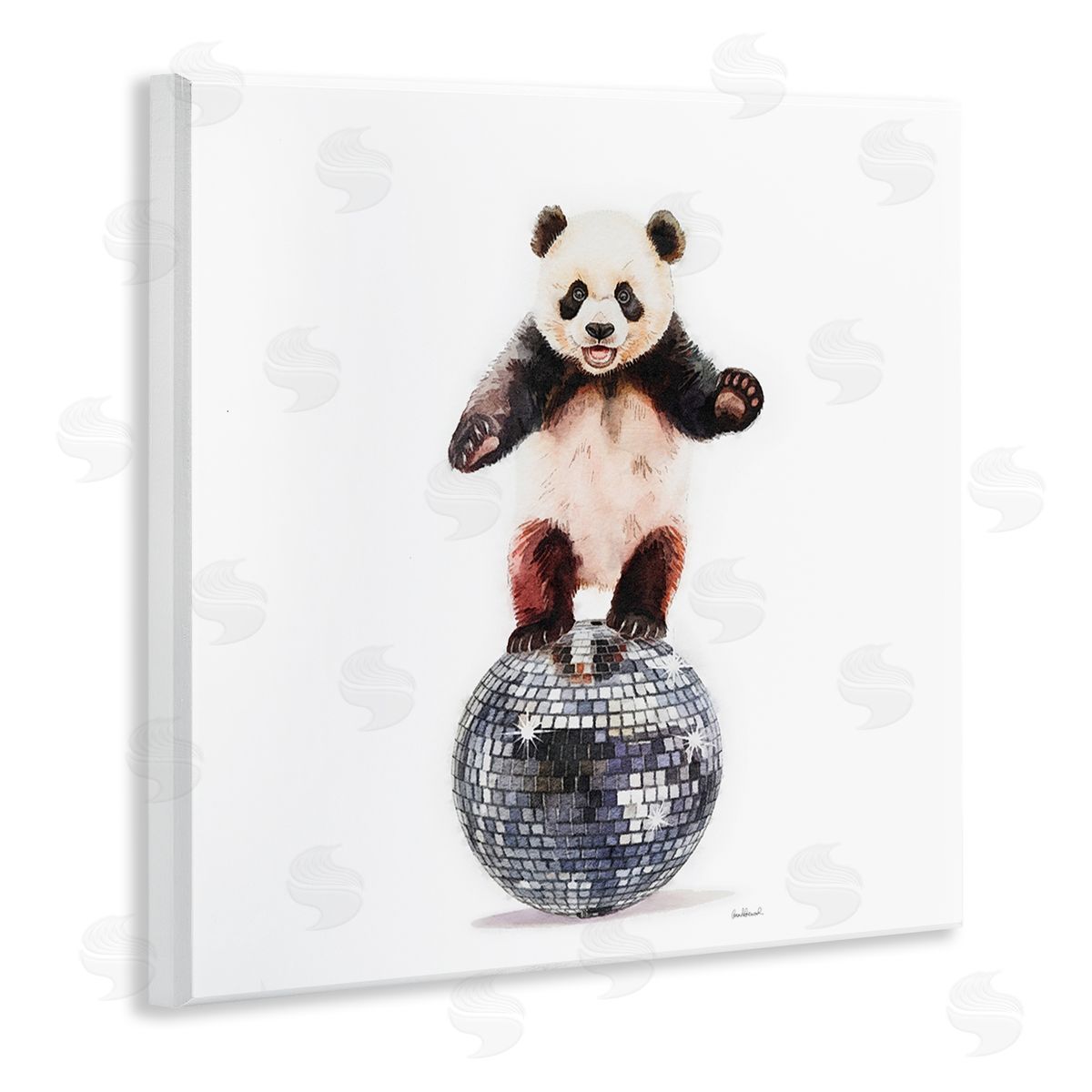 Panda Balancing on Disco Ball Wood Plaque Wall Art, Home Decor by Amanda Greenwood