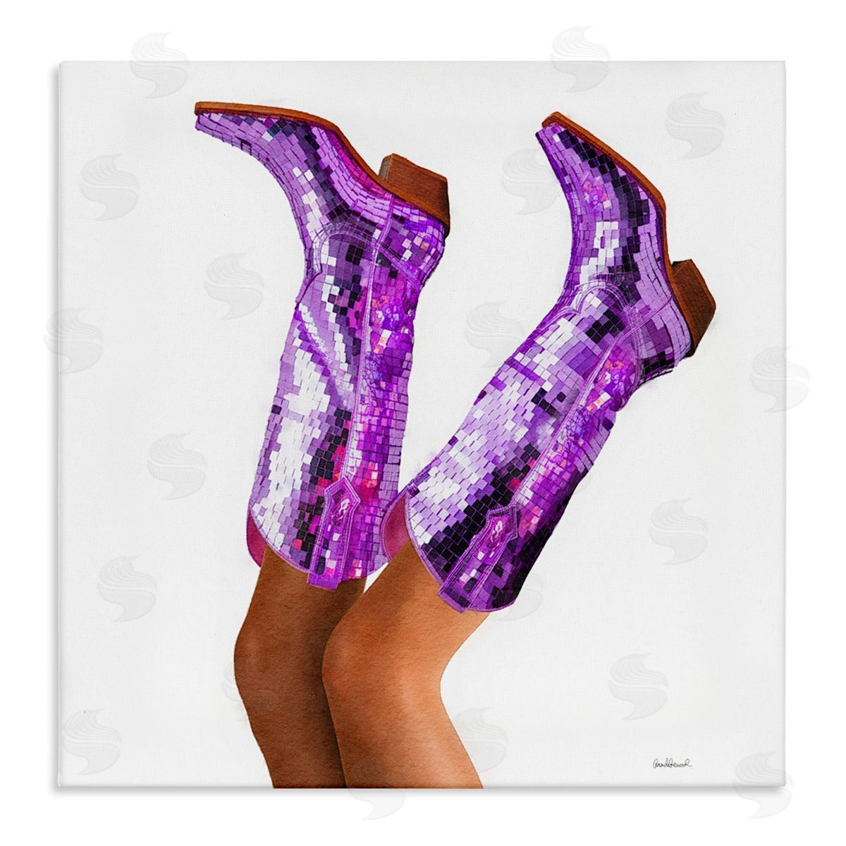 Purple Glam Cowgirl Boots Canvas Wall Art, Home Decor by Amanda Greenwood